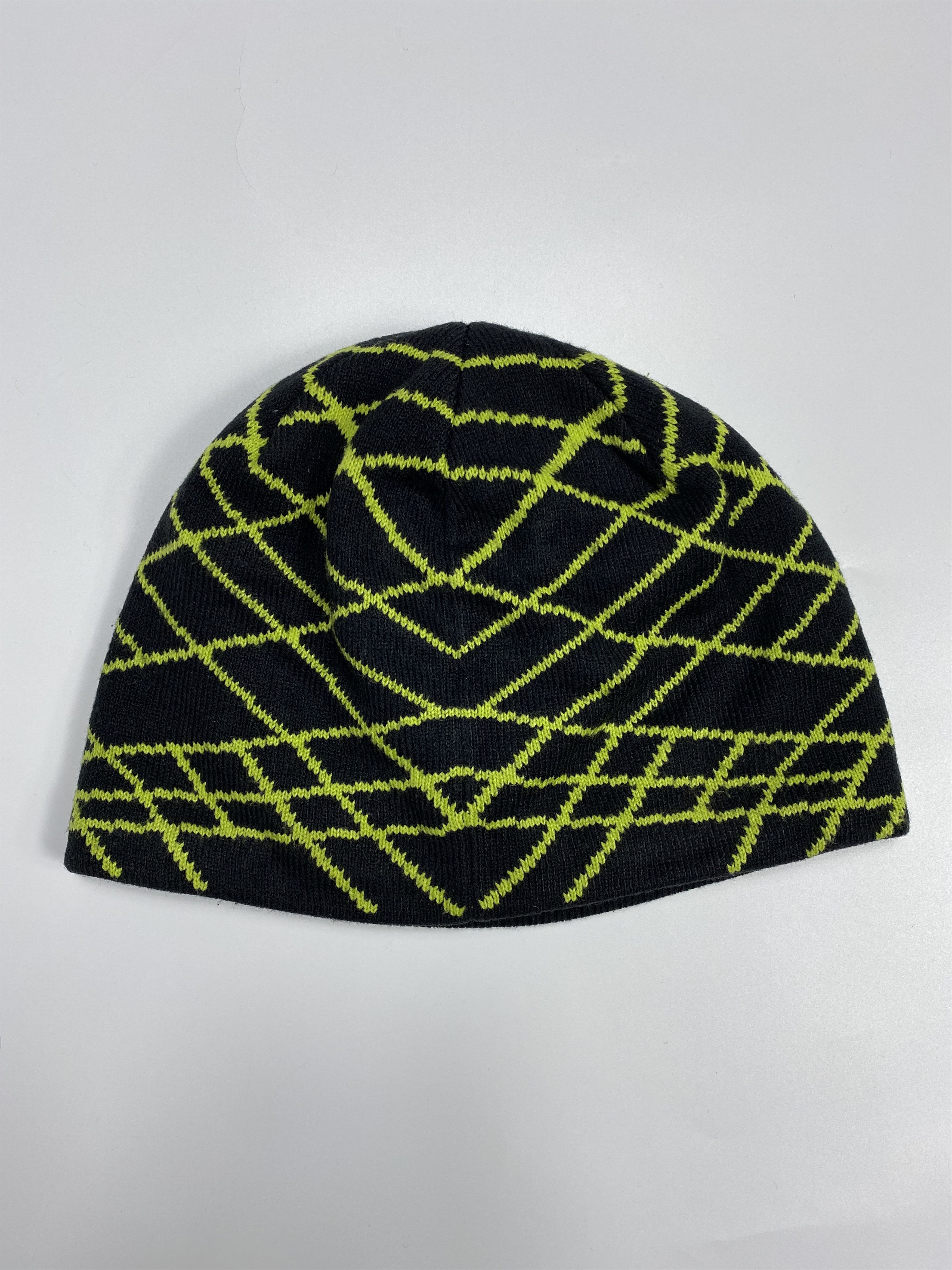 Spyder Spyder Y2K Vintage Neon Green Web Acrylic Beanie Hat Size ONE SIZE - 3 Thumbnail