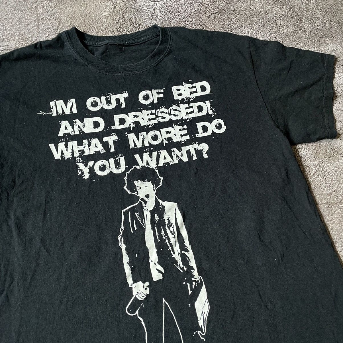 Vintage Y2K Distressed Graphic Tee Dark Print Grunge Thrashed Slim M Size US M / EU 48-50 / 2 - 6 Thumbnail