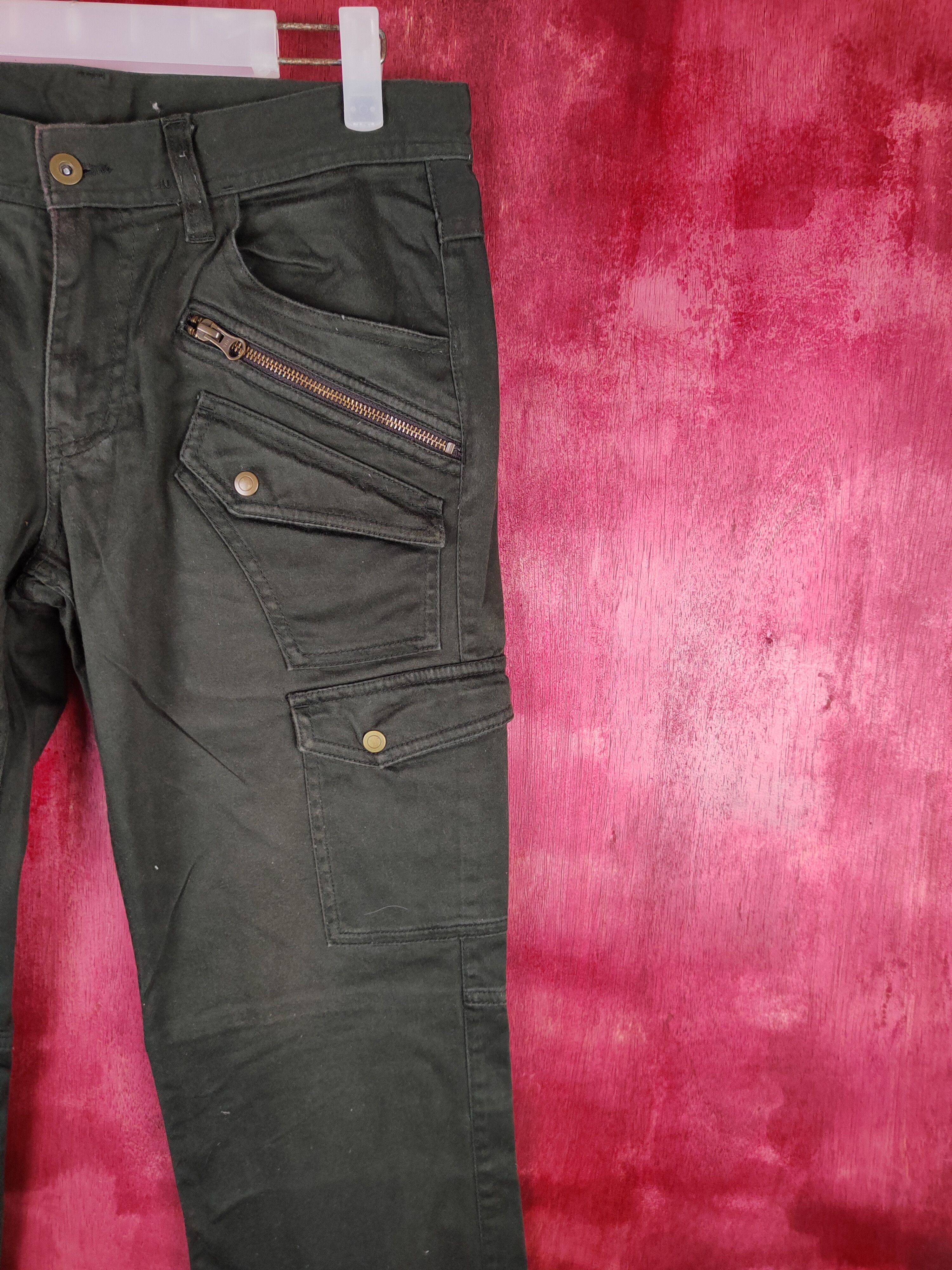 Japanese Brand Nicole Army Green Multi Pocket Tactical Cargo Pants #S602 Size US 30 / EU 46 - 6 Thumbnail