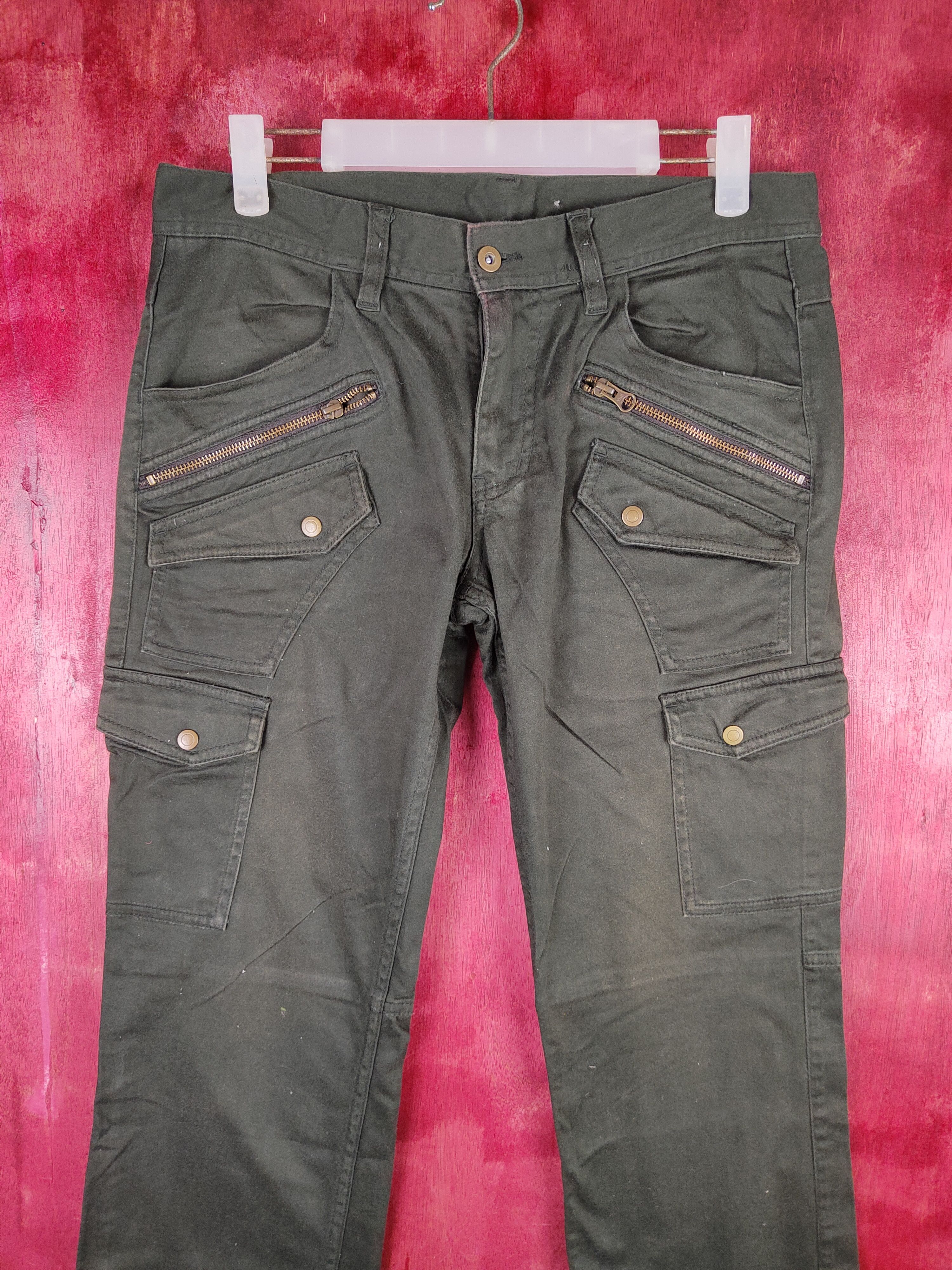 Japanese Brand Nicole Army Green Multi Pocket Tactical Cargo Pants #S602 Size US 30 / EU 46 - 2 Thumbnail