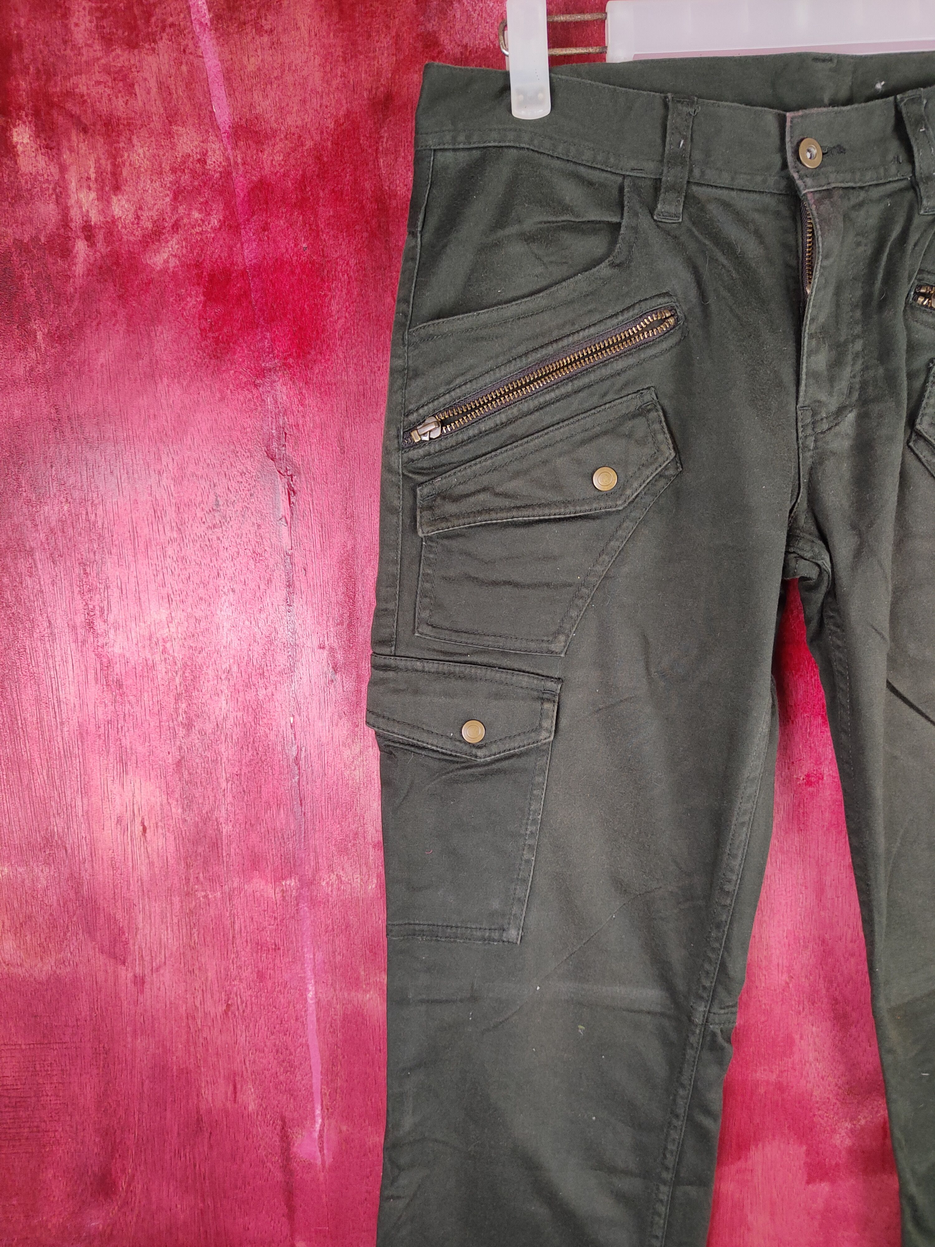 Japanese Brand Nicole Army Green Multi Pocket Tactical Cargo Pants #S602 Size US 30 / EU 46 - 4 Thumbnail