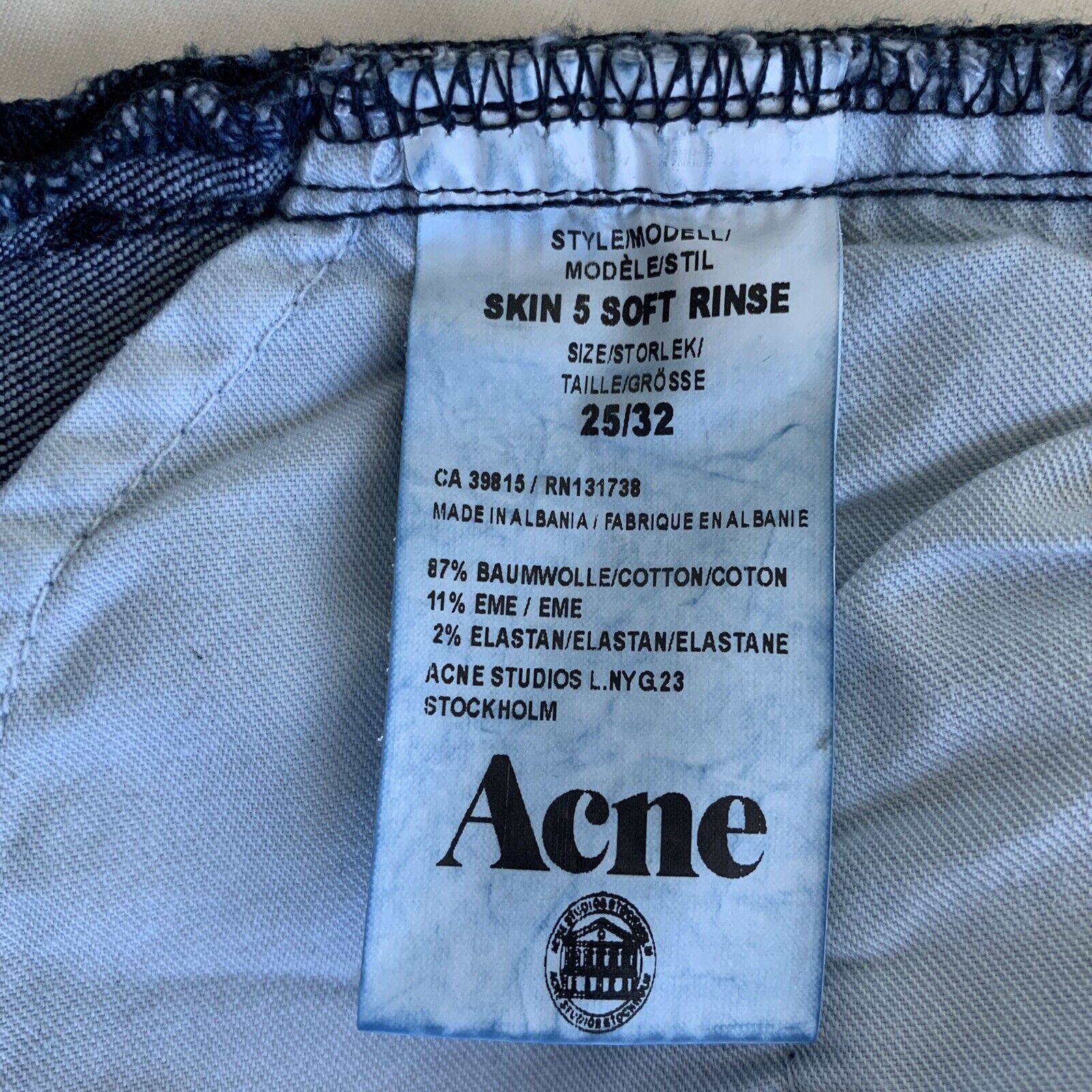 Acne Studios $220 ACNE STUDIOS JEANS, SOFT RINSE SKINNY JEANS, Size 25/32 Size 25" / US 0 / IT 36 - 11 Thumbnail