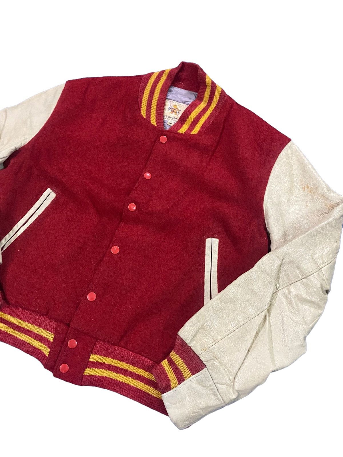 Golden Bear 🔥FinalDrop⏰Vtg 90s Golden Bear Sleeve Lather Varsity Jacket Size US M / EU 48-50 / 2 - 4 Thumbnail