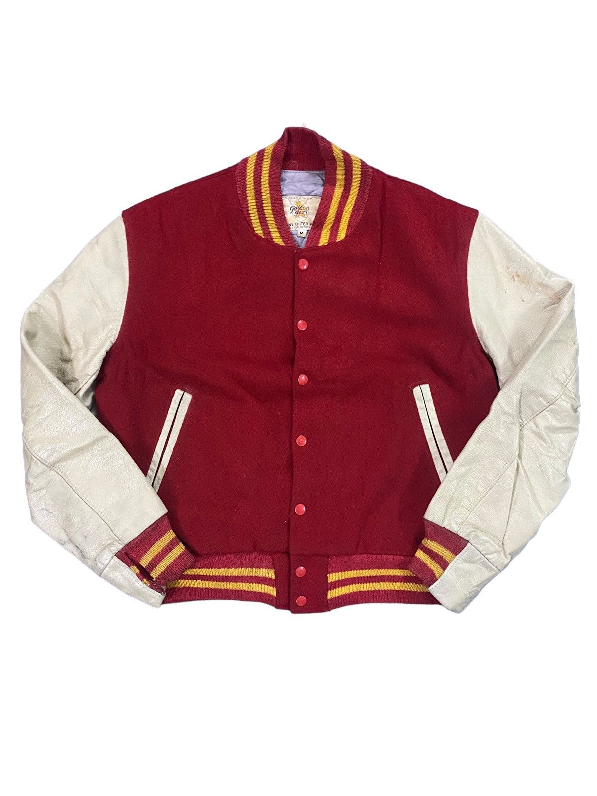Golden Bear 🔥FinalDrop⏰Vtg 90s Golden Bear Sleeve Lather Varsity Jacket Size US M / EU 48-50 / 2 - 3 Thumbnail
