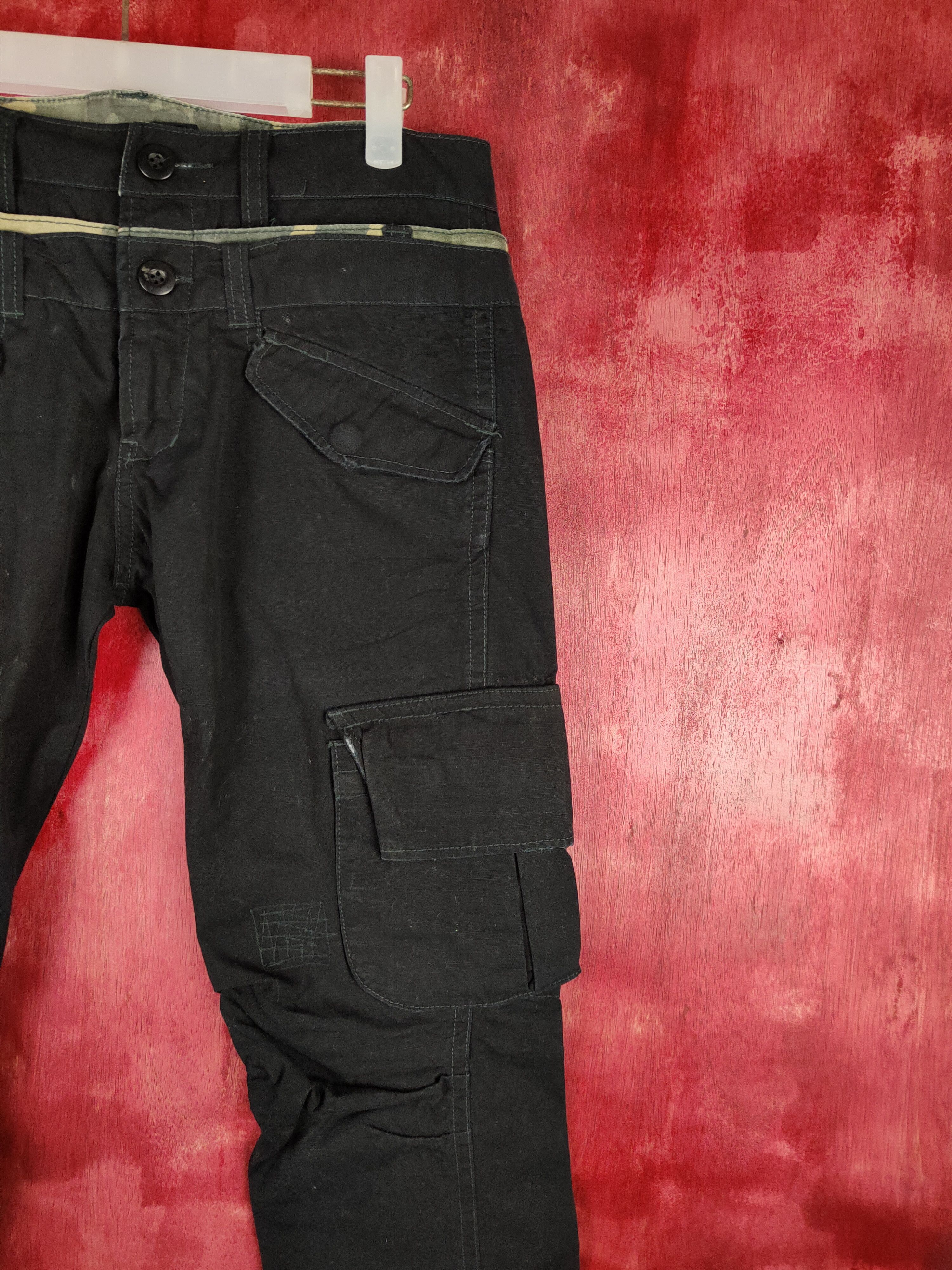 If Six Was Nine DL Tettsup Double waist Black Multi Pocket Cargo Pants #S605 Size US 28 / EU 44 - 5 Thumbnail