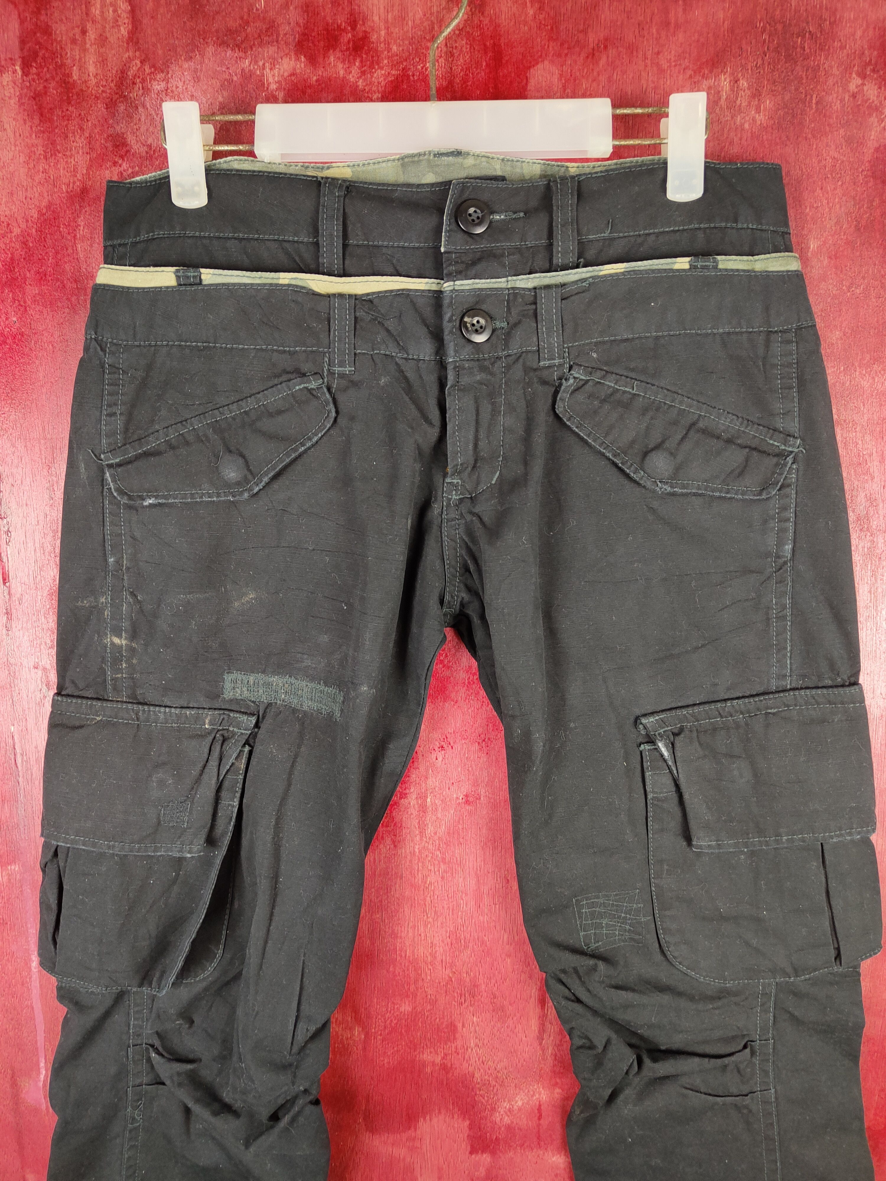 If Six Was Nine DL Tettsup Double waist Black Multi Pocket Cargo Pants #S605 Size US 28 / EU 44 - 2 Thumbnail