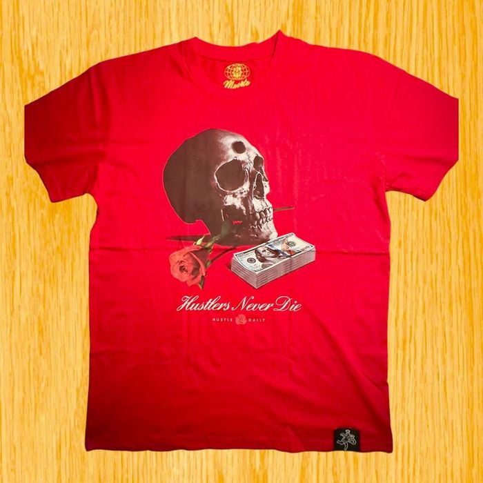 Streetwear Hustlers Never Die Skull Money HipHop Designer Streetwear T ...