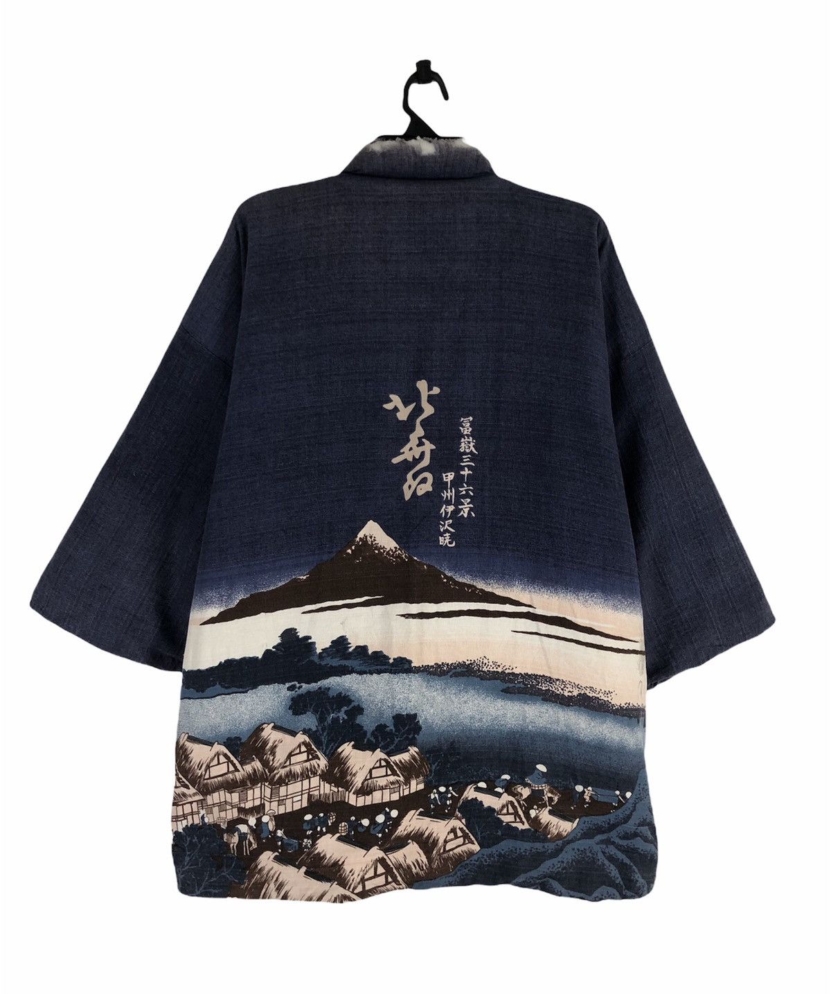 Indigo × Vintage Mountain Graphic Kimono Hanten Jacket Size US L / EU 52-54 / 3 - 1 Thumbnail