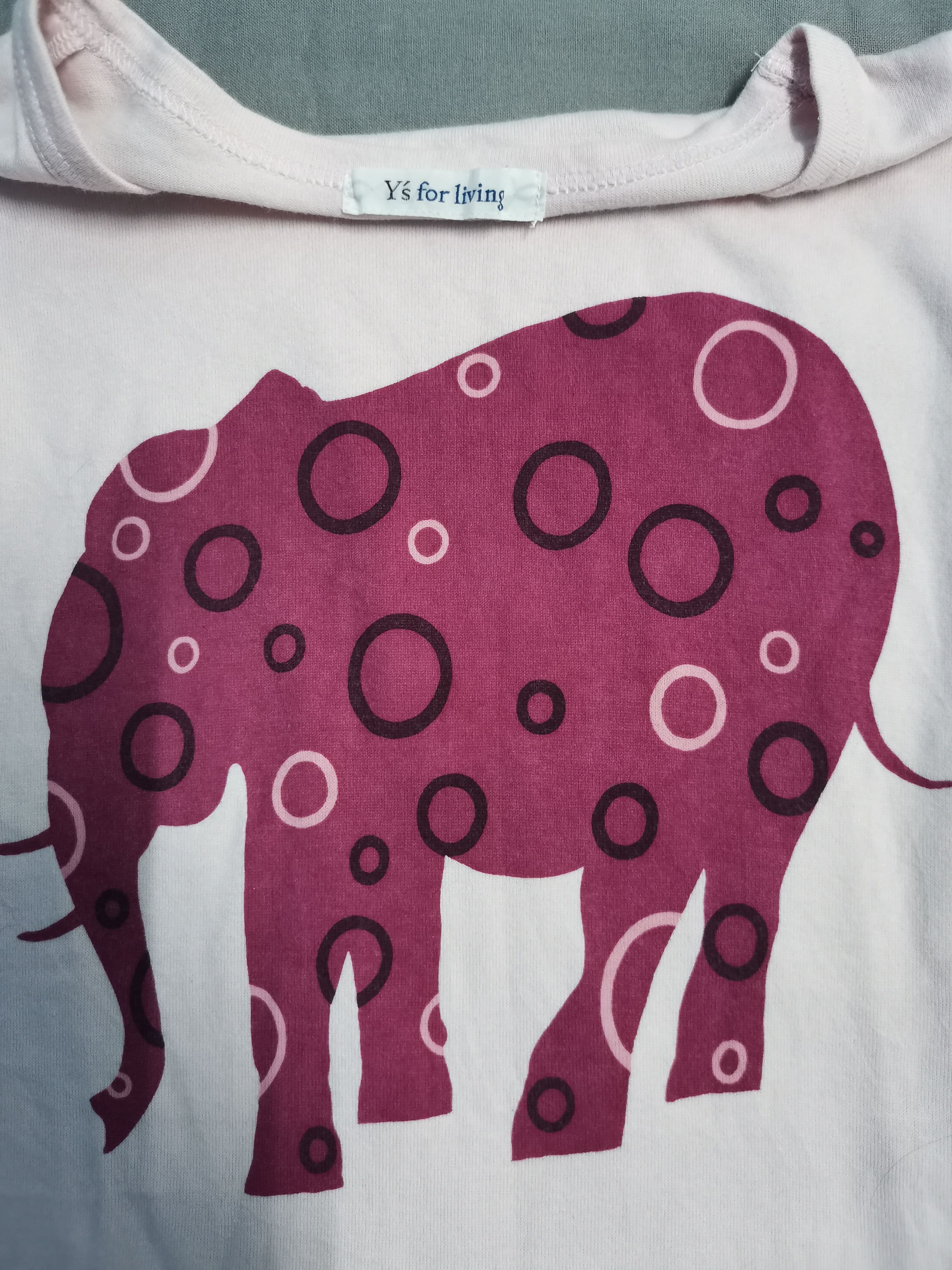 image of Y's Yohji Yamamoto Japan Designer Tee Elephant Graphic in Pink, Men's (Size Small)