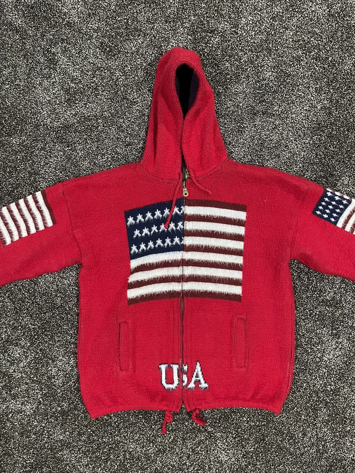 Vintage USA American Flag Red Vintage Cardigan Sweater Size US M / EU 48-50 / 2 - 3 Thumbnail