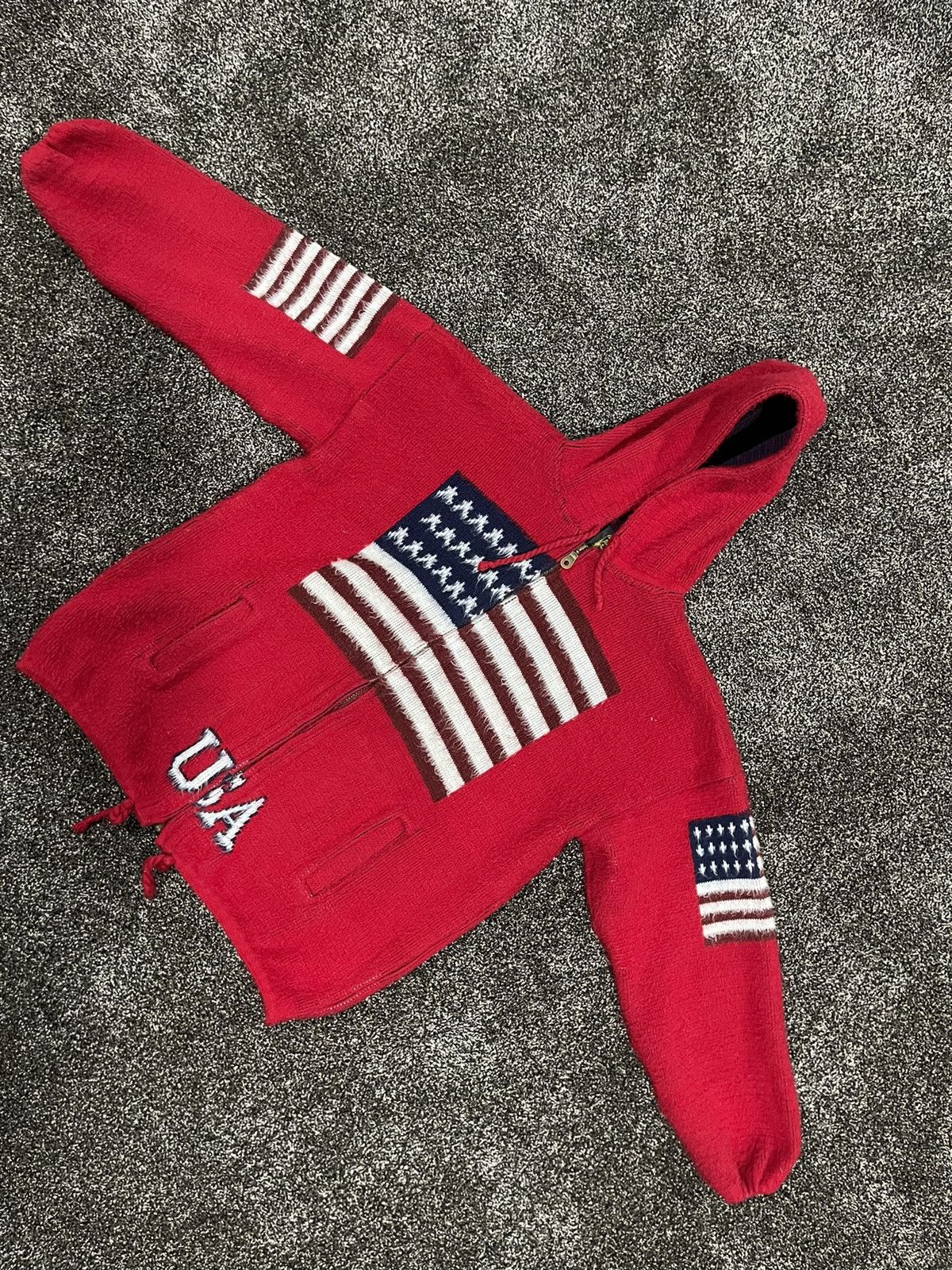 Vintage USA American Flag Red Vintage Cardigan Sweater Size US M / EU 48-50 / 2 - 2 Thumbnail