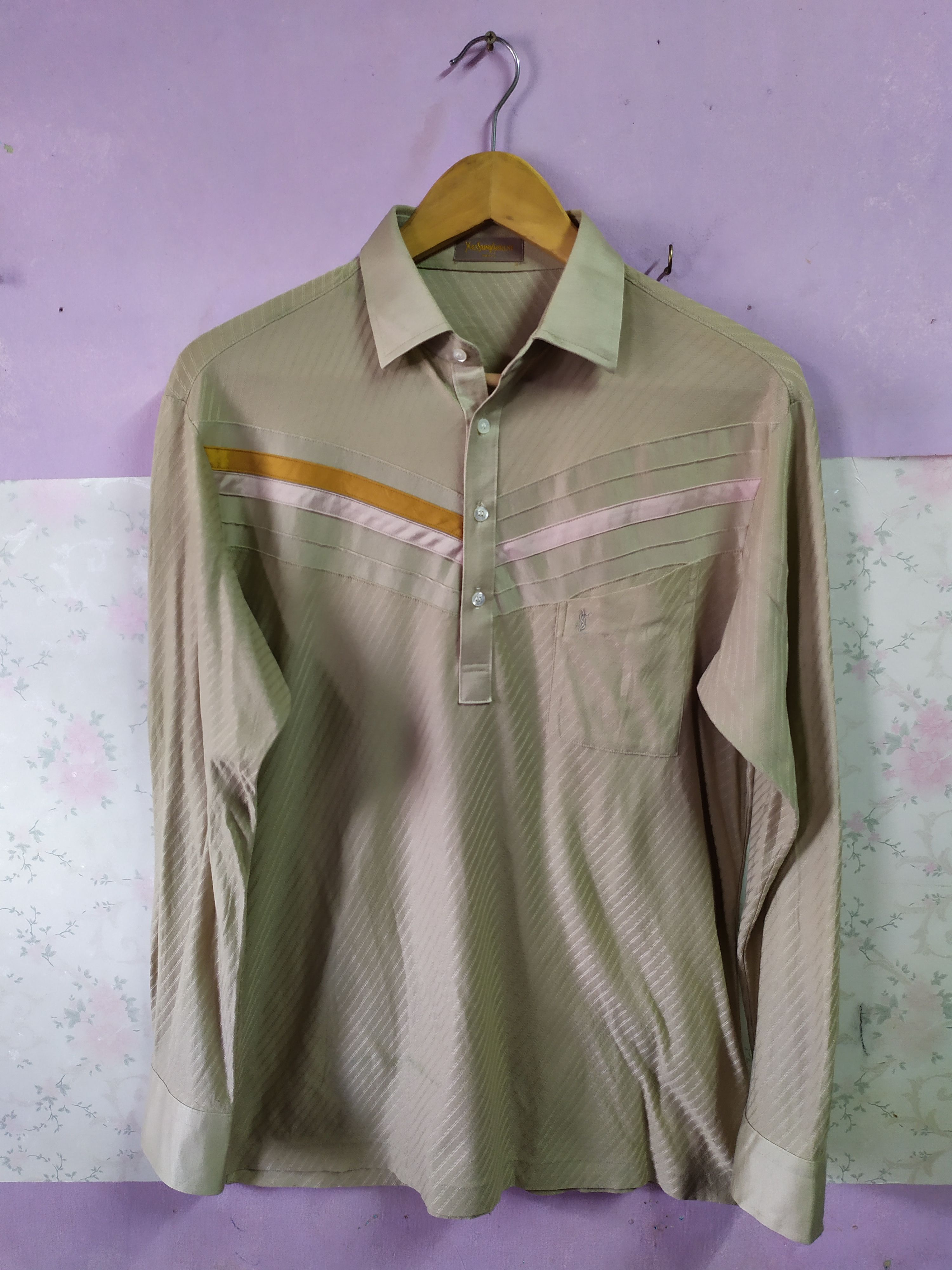 Vintage × Yves Saint Laurent Vintage YVES SAINT LAURENT Paris Long Sleeve Collar Shirt Size US S / EU 44-46 / 1 - 1 Thumbnail
