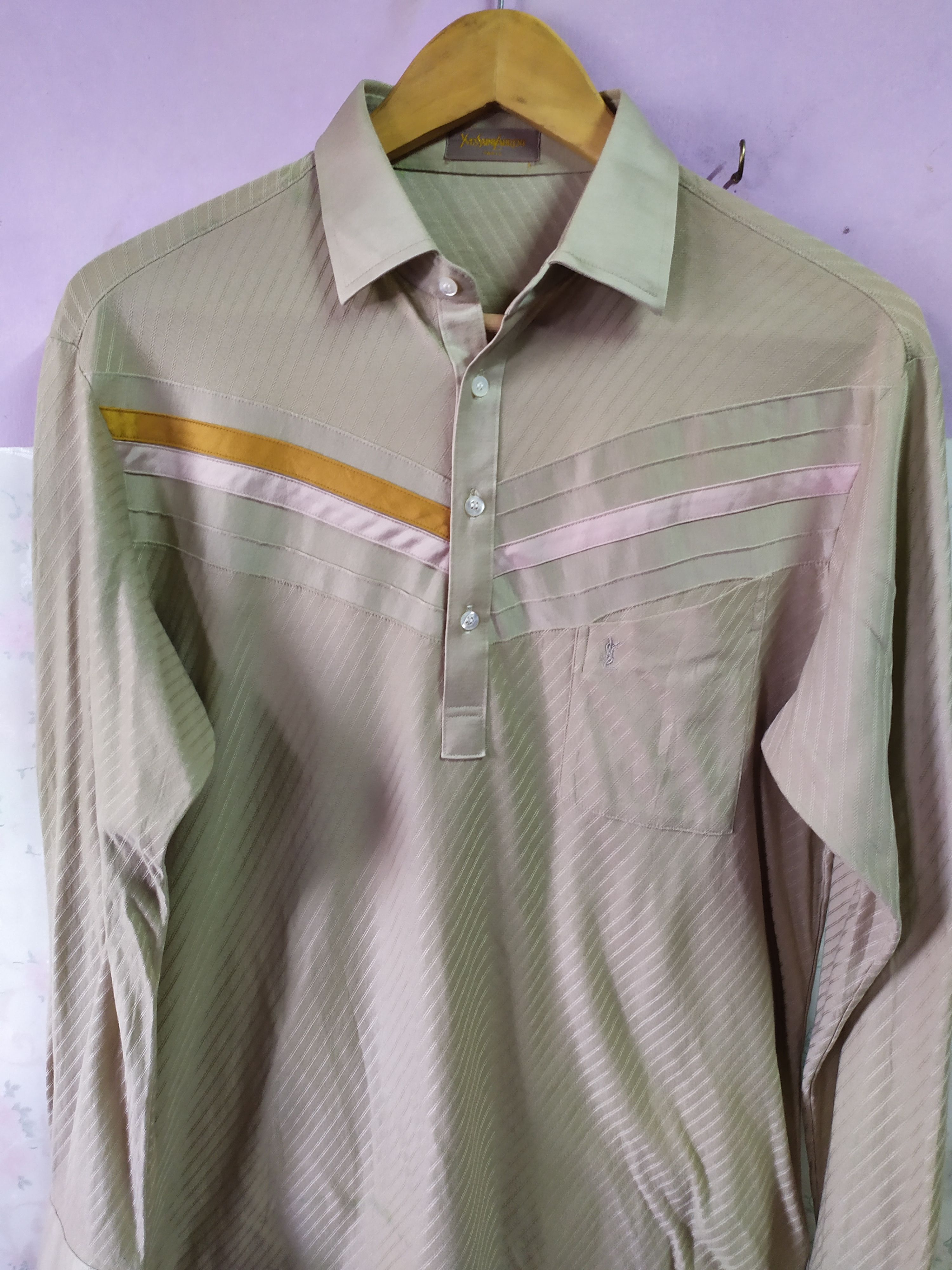 Vintage × Yves Saint Laurent Vintage YVES SAINT LAURENT Paris Long Sleeve Collar Shirt Size US S / EU 44-46 / 1 - 2 Thumbnail