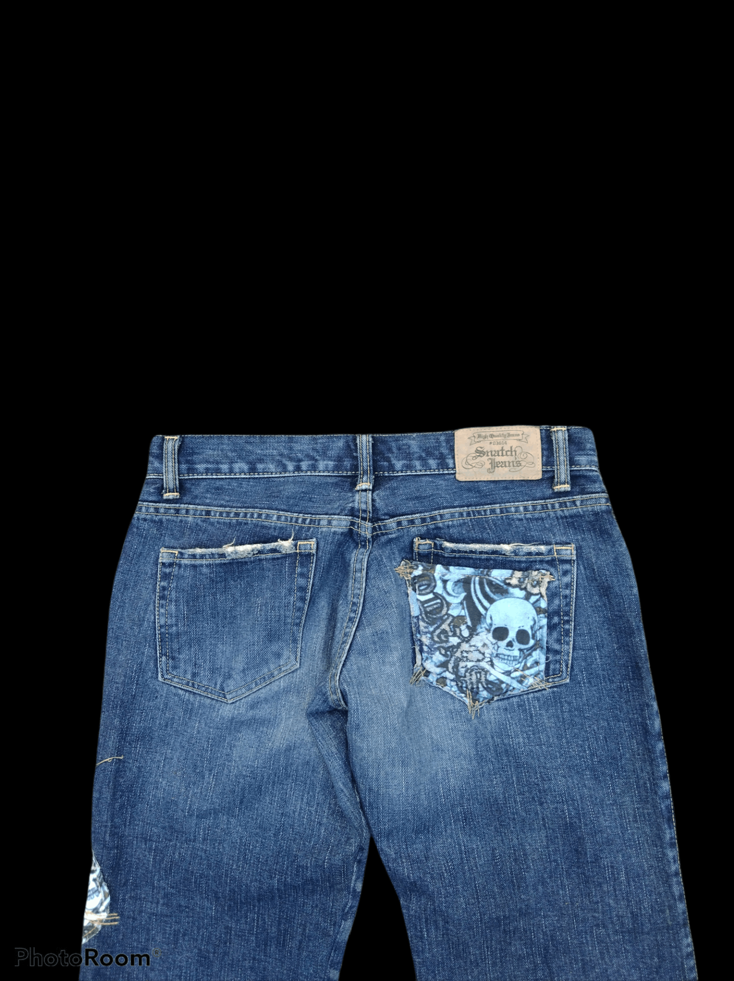 Japanese Brand SNATCH JEANS #03614 MADE IN JAPAN FLARE PACTHWORK SKULL Size US 28 / EU 44 - 4 Thumbnail