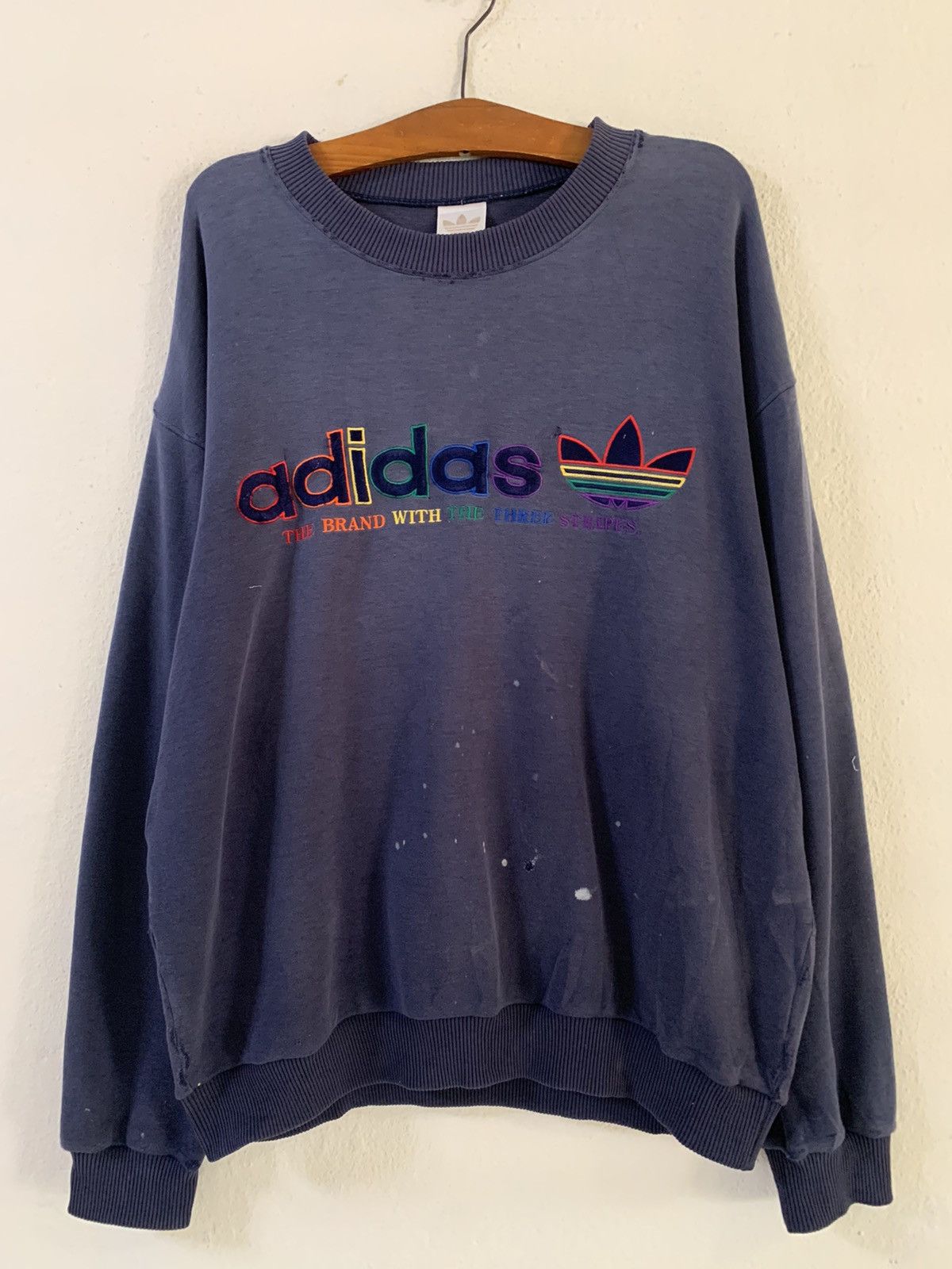 image of Adidas Three Stripes Sweatshirt in Blue, Men's (Size XL)