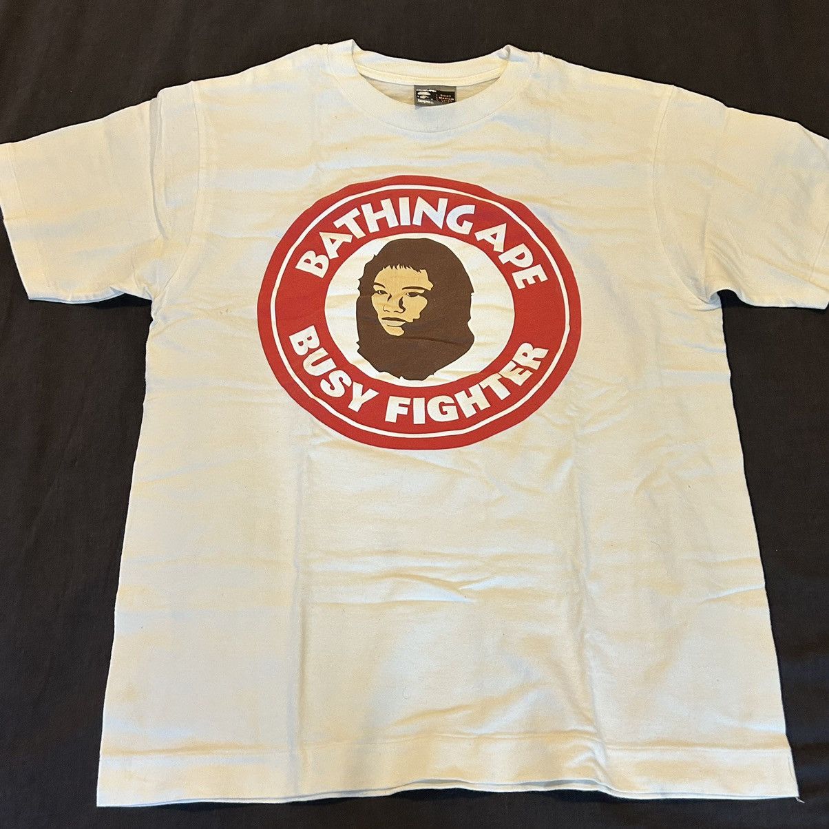 #5 Bape Busy Fighter Tee Circle Logo Tee White Medium