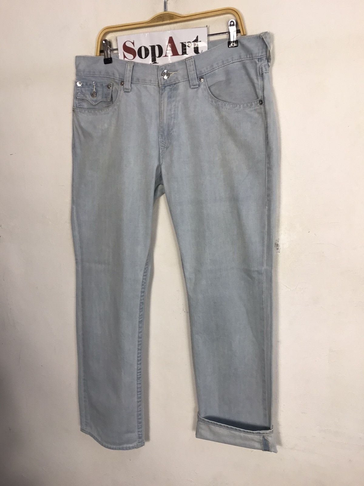 True Religion × Vintage Vintage True Religion Light Blue Wash Jeans Design Size US 36 / EU 52 - 4 Thumbnail