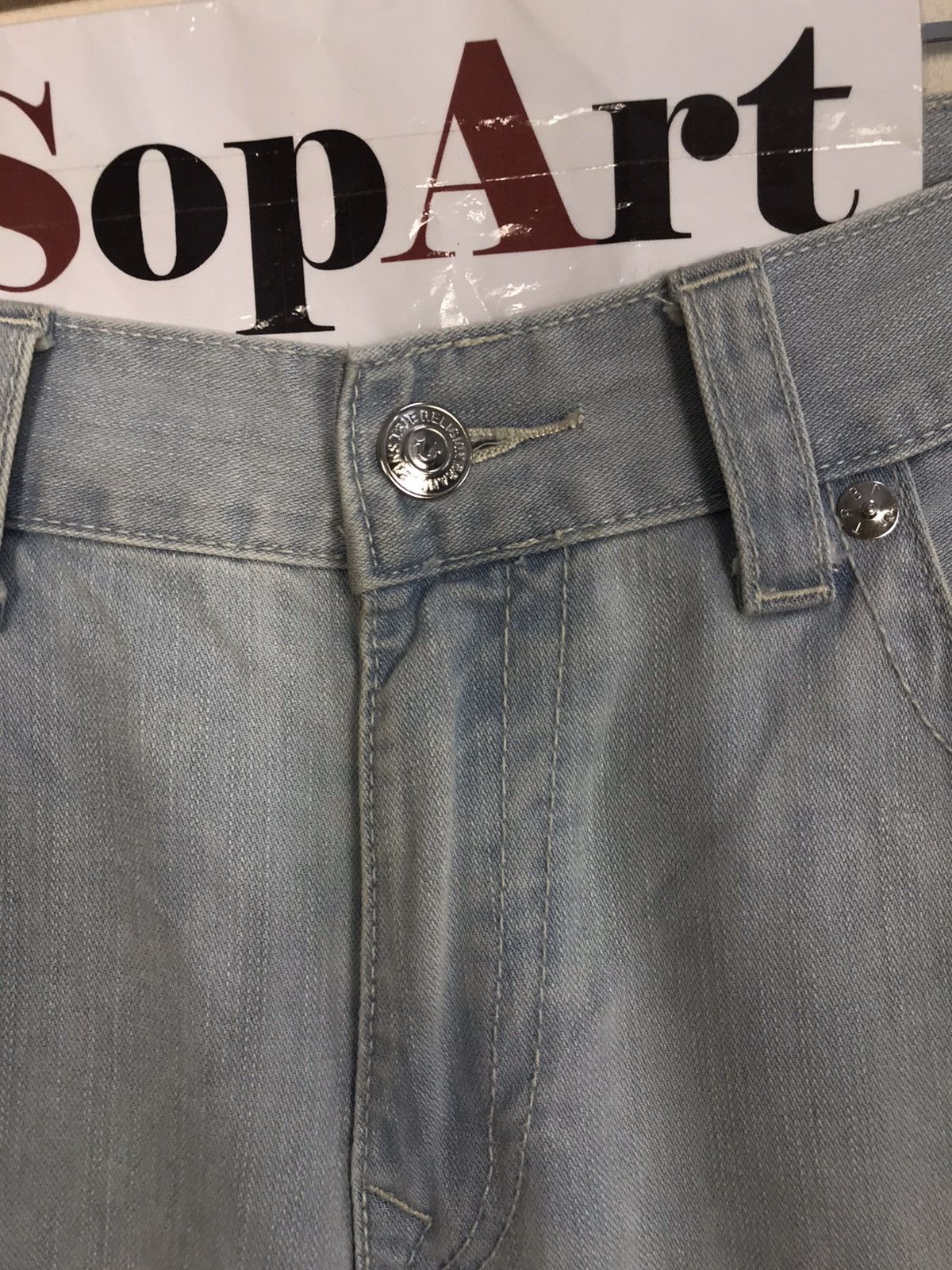 True Religion × Vintage Vintage True Religion Light Blue Wash Jeans Design Size US 36 / EU 52 - 7 Thumbnail