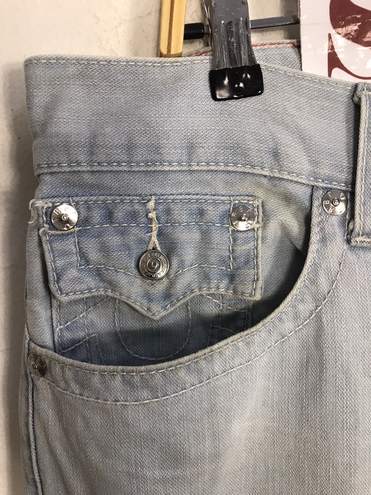 True Religion × Vintage Vintage True Religion Light Blue Wash Jeans Design Size US 36 / EU 52 - 6 Thumbnail