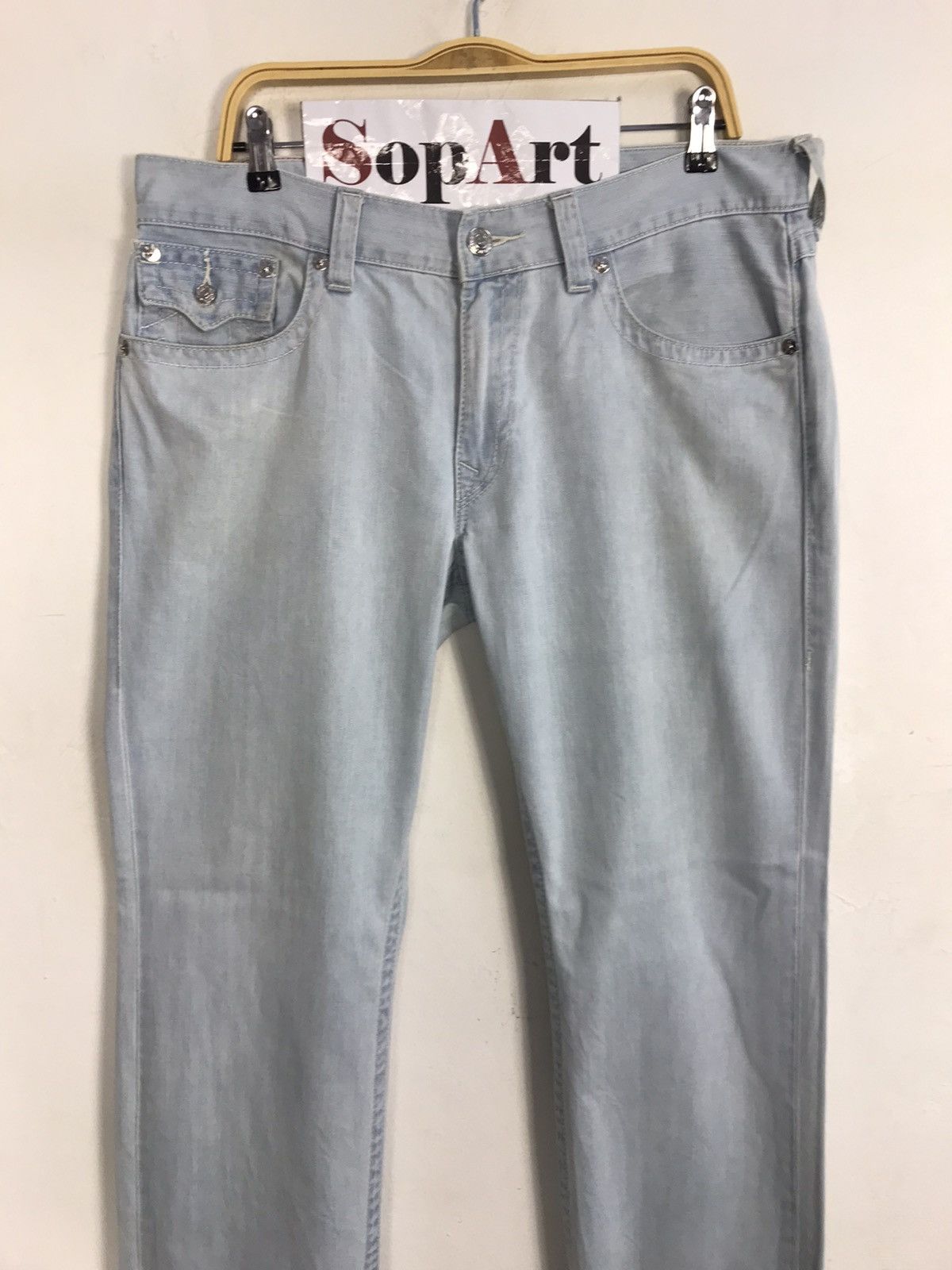 True Religion × Vintage Vintage True Religion Light Blue Wash Jeans Design Size US 36 / EU 52 - 3 Thumbnail