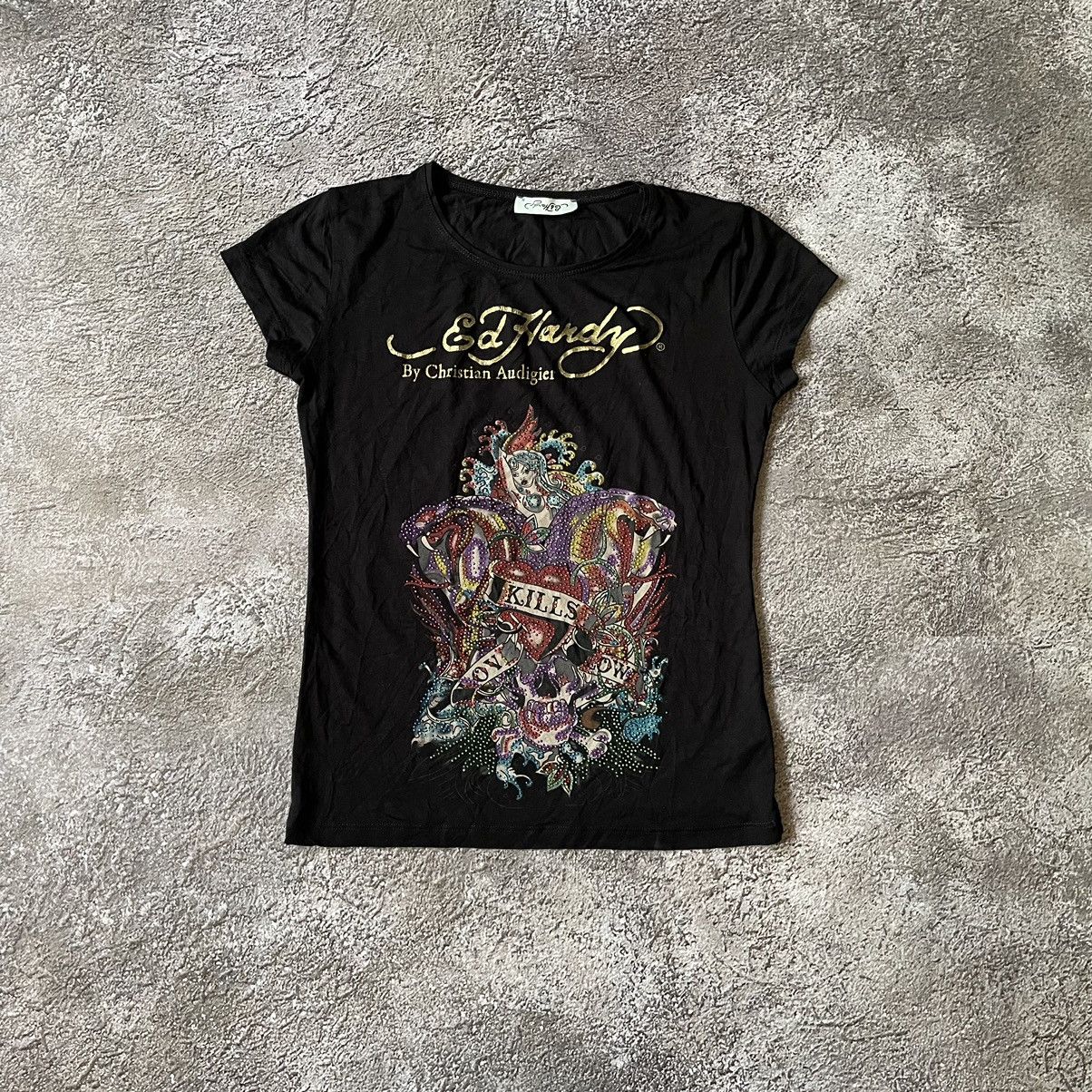 Vintage Vintage 90s Ed Hardy Graphic Tee Skulls Grunge Y2K Baggy M Size M / US 6-8 / IT 42-44 - 3 Thumbnail