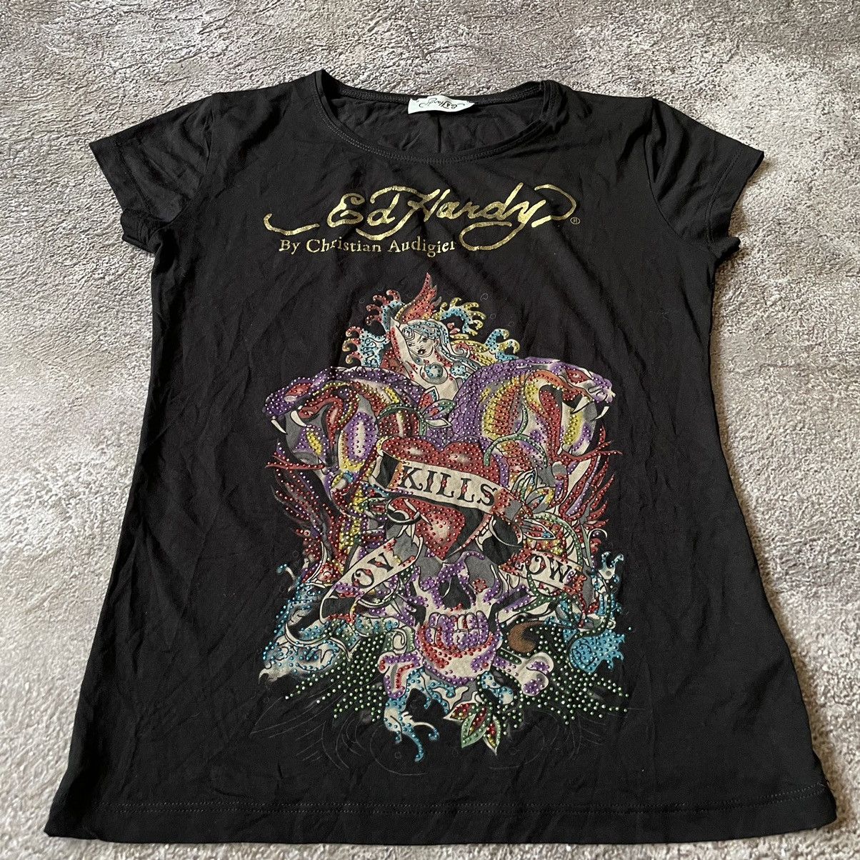 Vintage Vintage 90s Ed Hardy Graphic Tee Skulls Grunge Y2K Baggy M Size M / US 6-8 / IT 42-44 - 5 Thumbnail