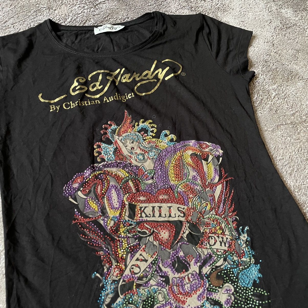 Vintage Vintage 90s Ed Hardy Graphic Tee Skulls Grunge Y2K Baggy M Size M / US 6-8 / IT 42-44 - 6 Thumbnail
