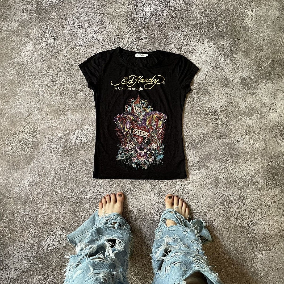 Vintage Vintage 90s Ed Hardy Graphic Tee Skulls Grunge Y2K Baggy M Size M / US 6-8 / IT 42-44 - 1 Thumbnail