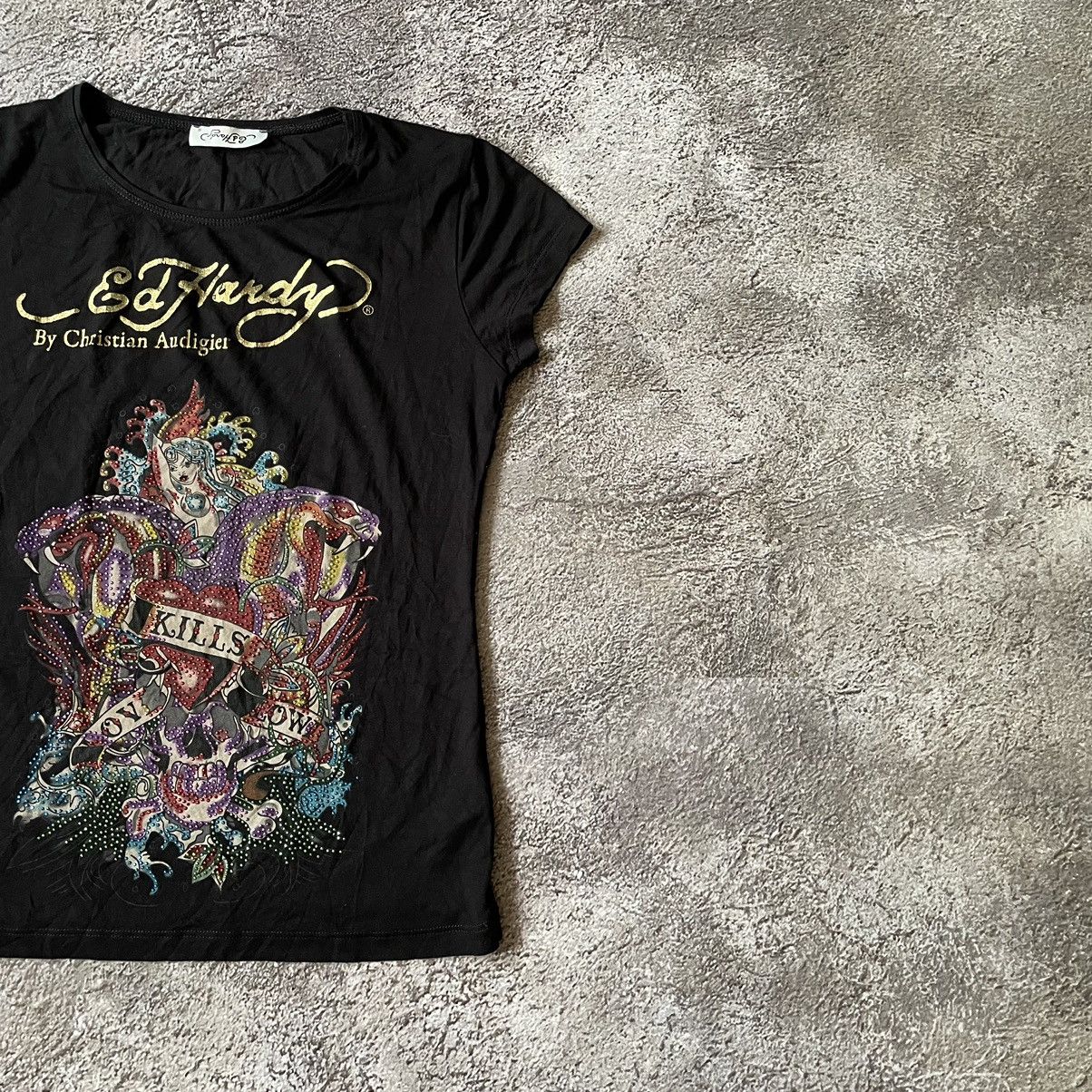Vintage Vintage 90s Ed Hardy Graphic Tee Skulls Grunge Y2K Baggy M Size M / US 6-8 / IT 42-44 - 2 Thumbnail
