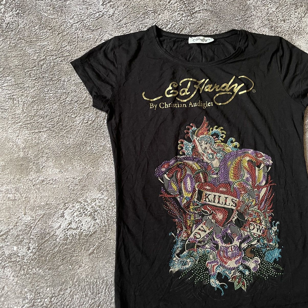Vintage Vintage 90s Ed Hardy Graphic Tee Skulls Grunge Y2K Baggy M Size M / US 6-8 / IT 42-44 - 4 Thumbnail