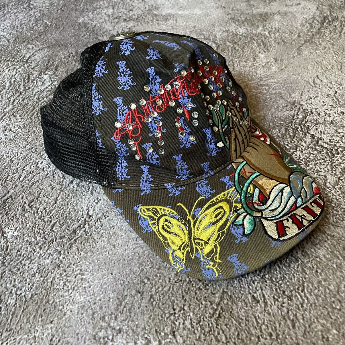 Vintage Vintage Y2K Ed Hardy Rhinestone Trucker Hat Grunge Boxy OS Size ONE SIZE - 4 Thumbnail