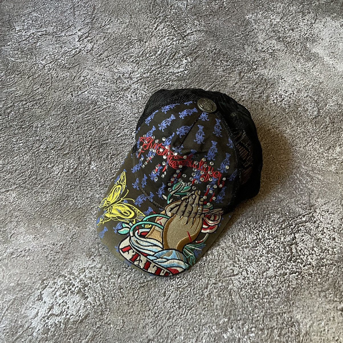 Vintage Vintage Y2K Ed Hardy Rhinestone Trucker Hat Grunge Boxy OS Size ONE SIZE - 2 Thumbnail