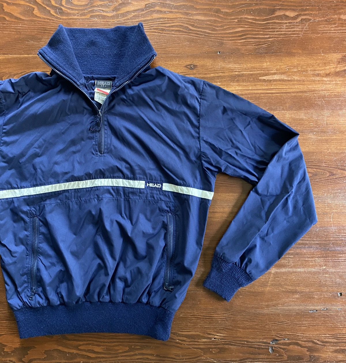 Vintage Vintage 80’s Head Navy 1/2 Zip Pull Over Windbreaker Jacket Size US S / EU 44-46 / 1 - 1 Thumbnail
