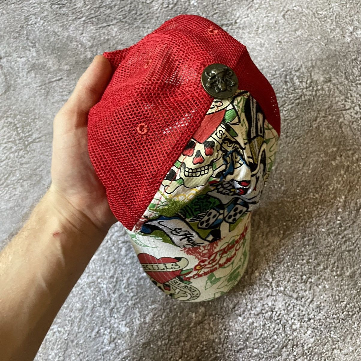 Vintage Vintage Y2K Ed Hardy Graphic Hat Streetwear Swag Worn In OS Size ONE SIZE - 4 Thumbnail