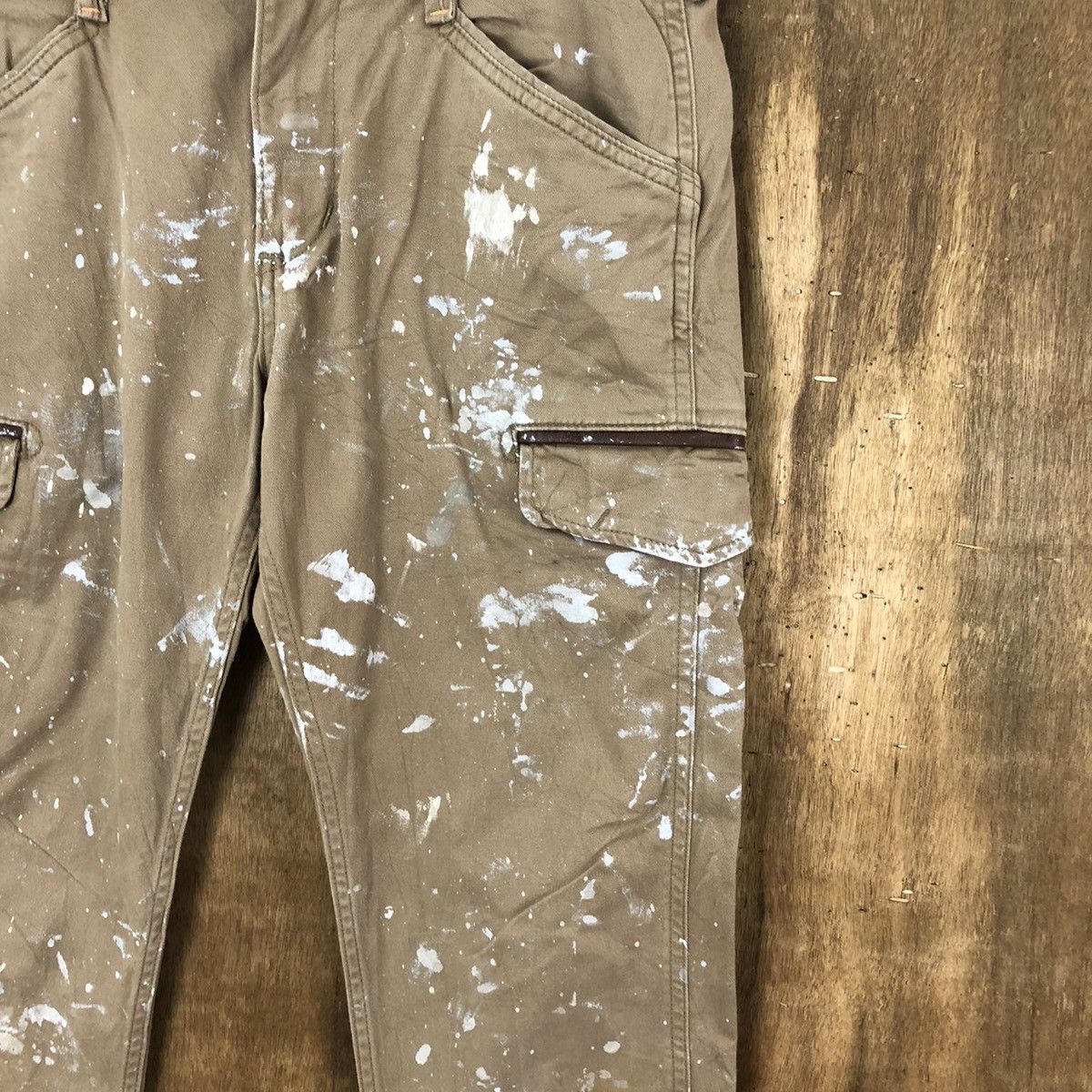Edwin Edwin Brown splash Paint distressed Cargo pants #6241 Size US 29 - 7 Thumbnail