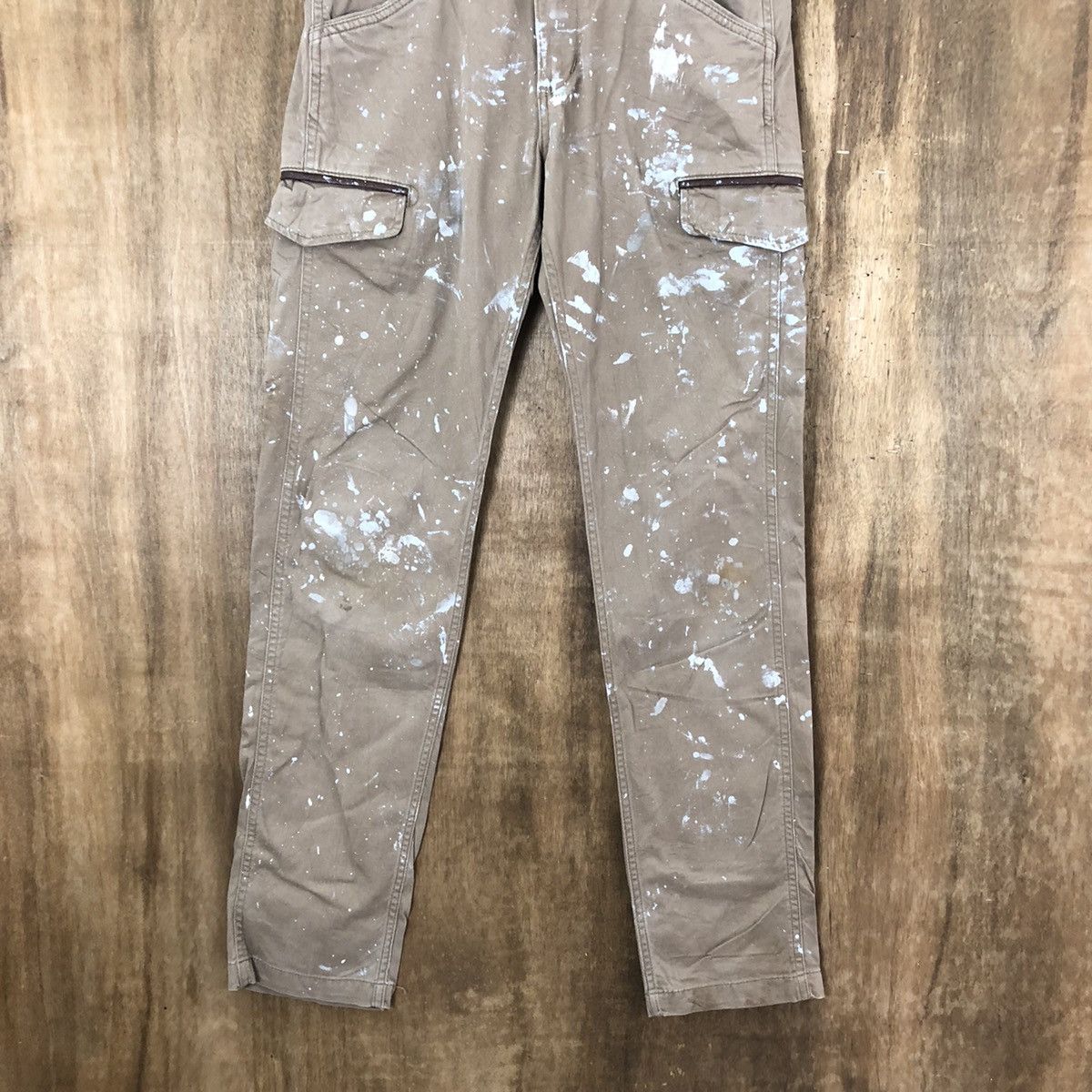 Edwin Edwin Brown splash Paint distressed Cargo pants #6241 Size US 29 - 3 Thumbnail