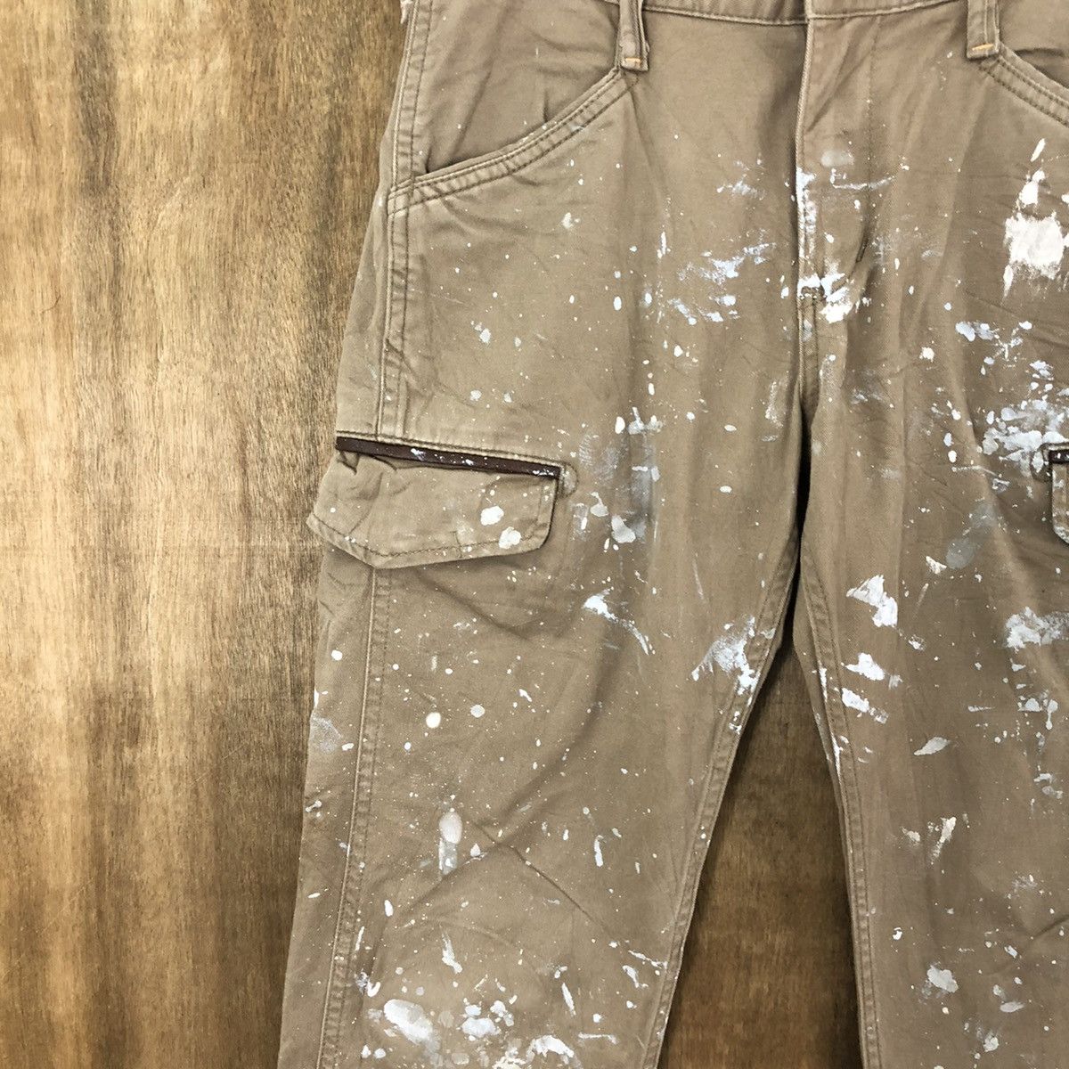 Edwin Edwin Brown splash Paint distressed Cargo pants #6241 Size US 29 - 6 Thumbnail
