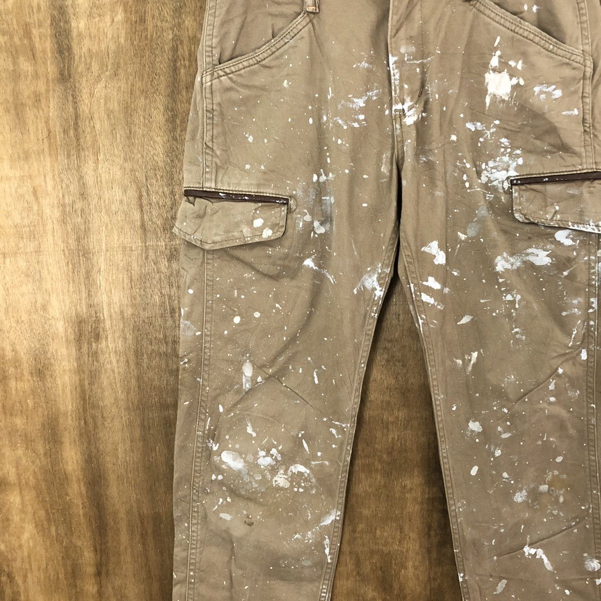 Edwin Edwin Brown splash Paint distressed Cargo pants #6241 Size US 29 - 8 Thumbnail