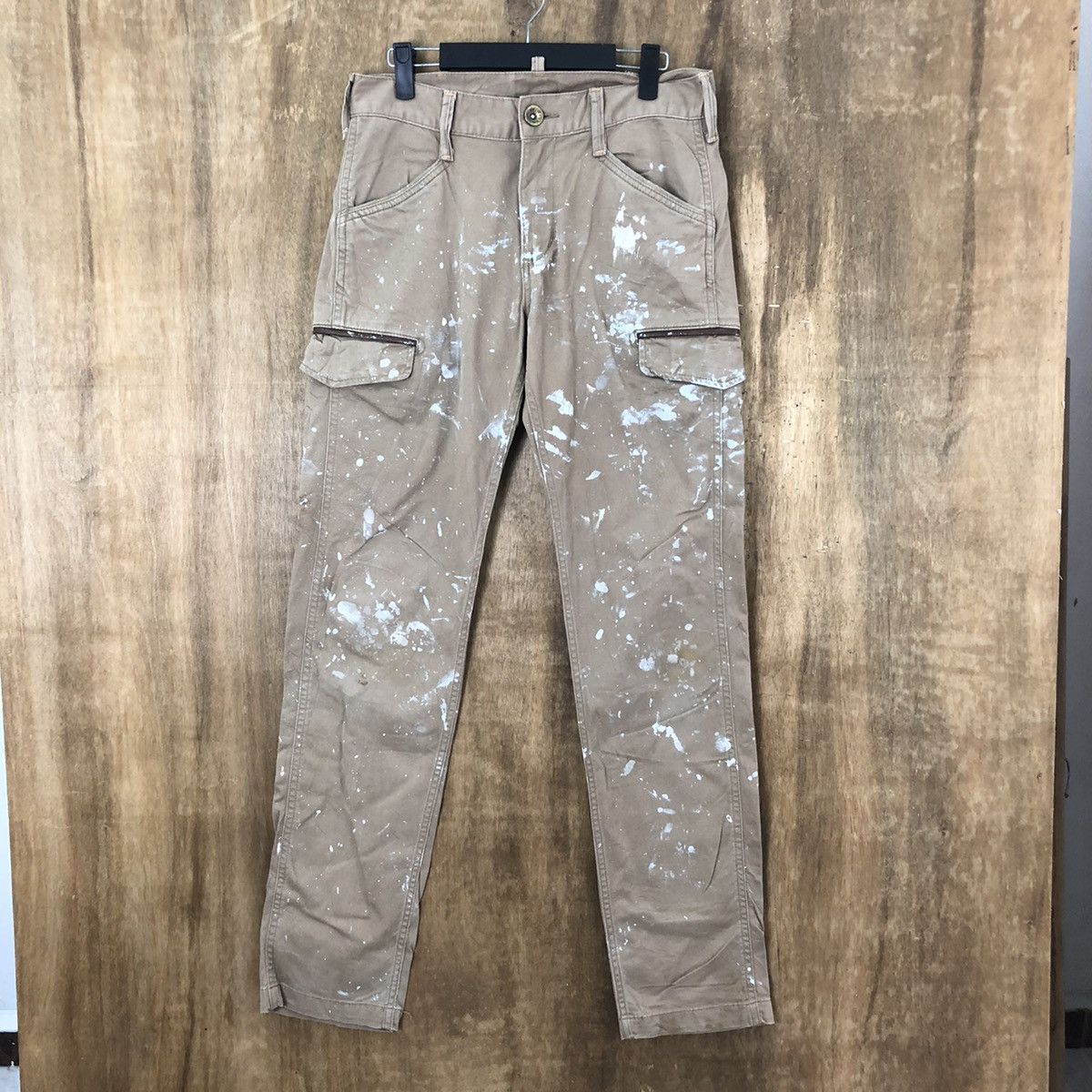 Edwin Edwin Brown splash Paint distressed Cargo pants #6241 Size US 29 - 1 Thumbnail