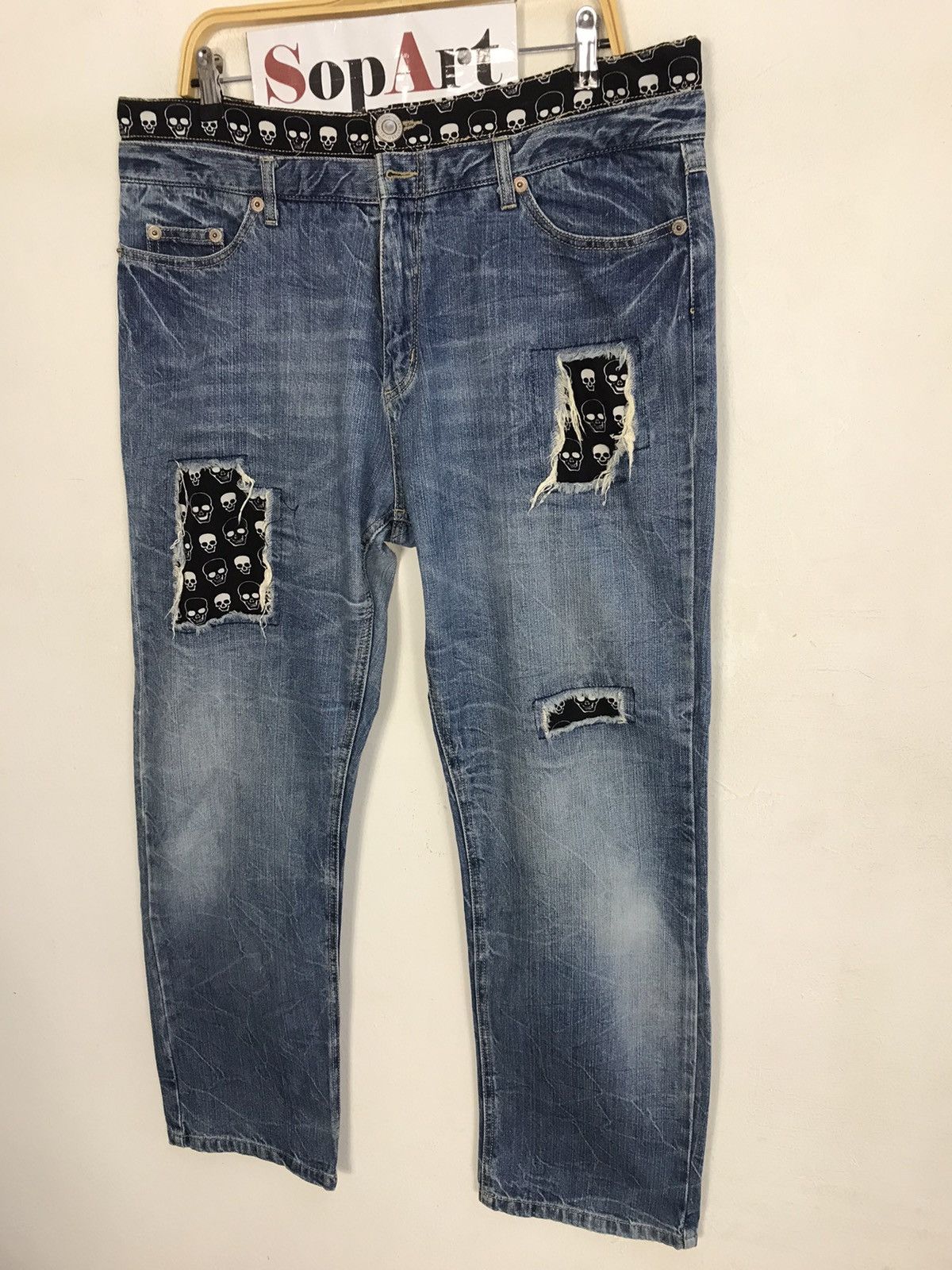 Japanese Brand × Vintage Vintage Japanese Brand Design Distressed Graphic Skull Jeans Size US 37 - 4 Thumbnail