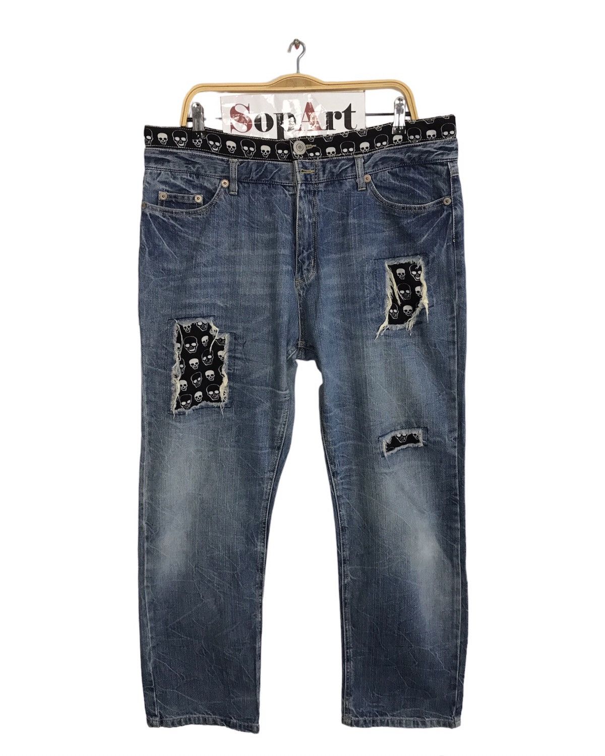 Japanese Brand × Vintage Vintage Japanese Brand Design Distressed Graphic Skull Jeans Size US 37 - 1 Thumbnail