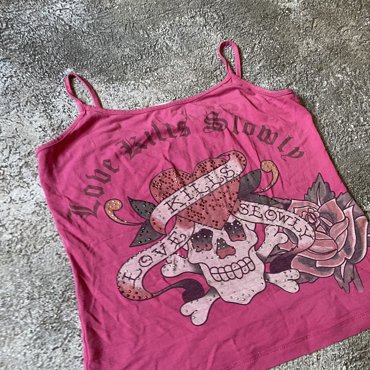 Vintage Vintage Y2K Ed Hardy Skulls Graphic Tee Sun Faded Wide Leg M Size M / US 6-8 / IT 42-44 - 5 Thumbnail