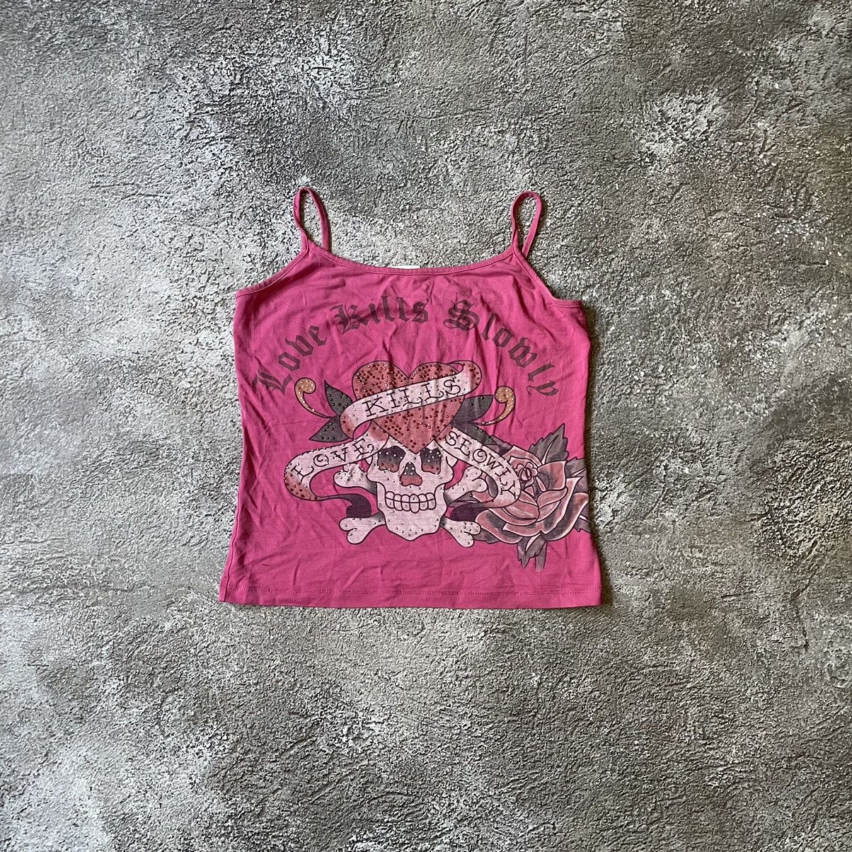 Vintage Vintage Y2K Ed Hardy Skulls Graphic Tee Sun Faded Wide Leg M Size M / US 6-8 / IT 42-44 - 3 Thumbnail