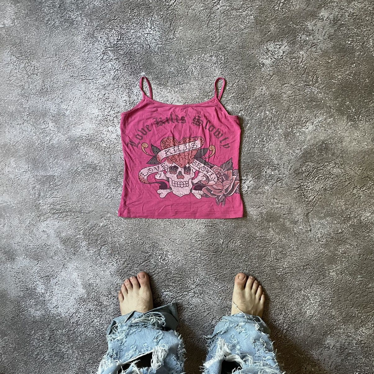 Vintage Vintage Y2K Ed Hardy Skulls Graphic Tee Sun Faded Wide Leg M Size M / US 6-8 / IT 42-44 - 1 Thumbnail