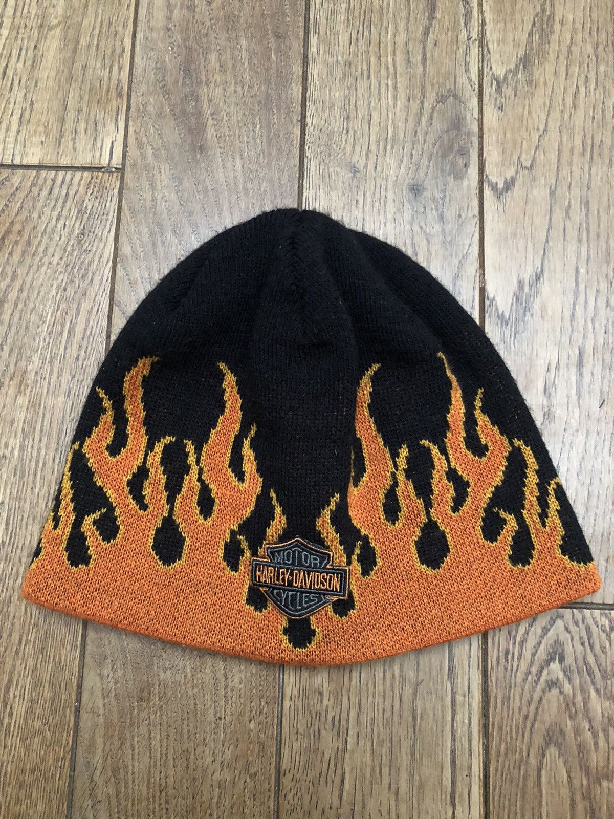 Vintage Harley Davidson Flames Fire Beanie Extremly Rare Cap