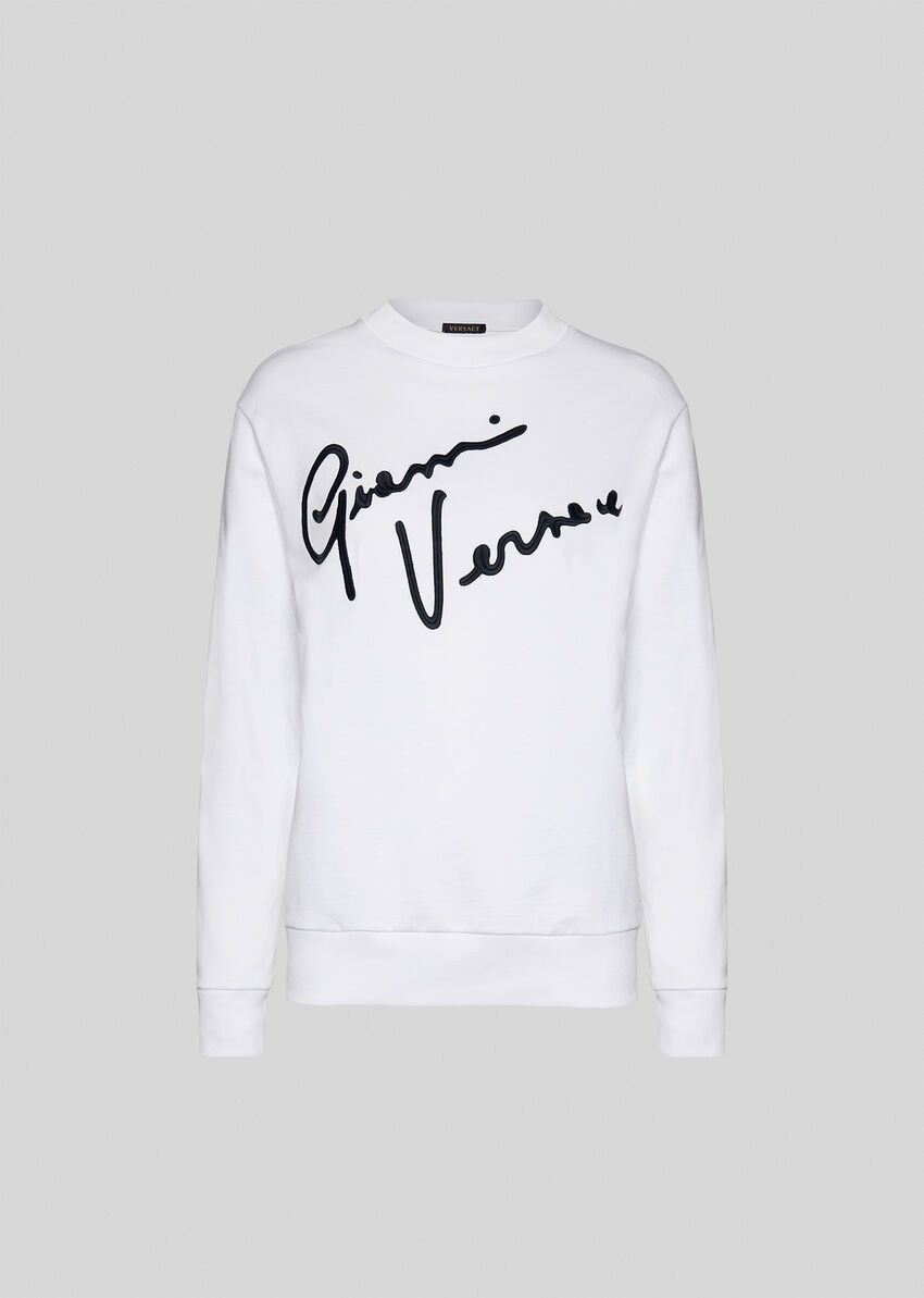 Versace VERSACE white Gianni signature logo cotton sweatshirt 4 40 Size S / US 4 / IT 40 - 1 Thumbnail
