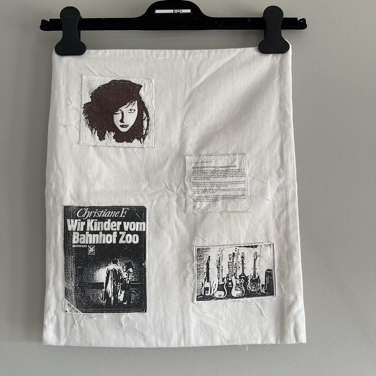 Aw 2001 Raf Simons Riot Riot Riot Patched Tote Bag White, Men's