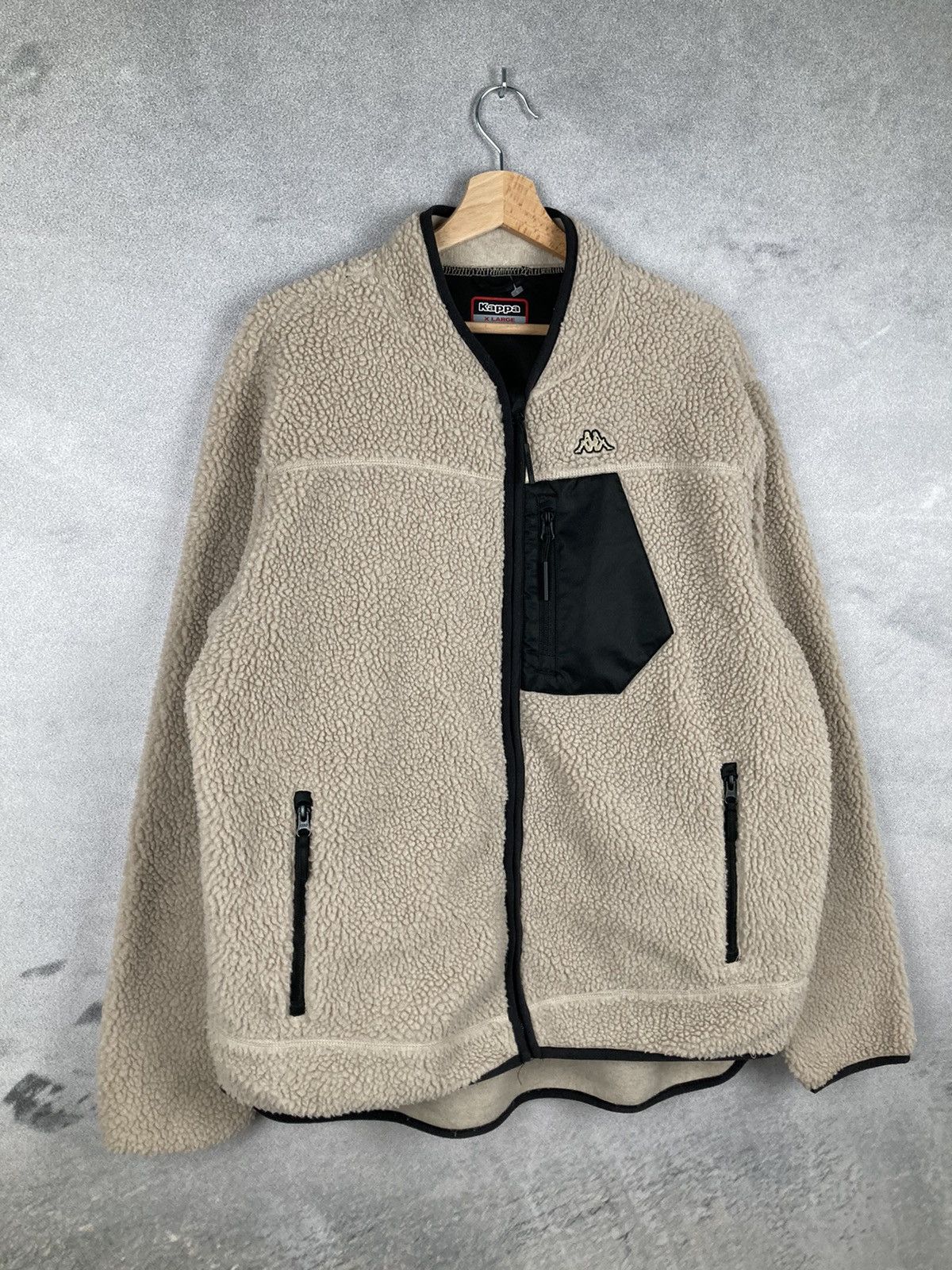 Kappa Vintage Kappa Sherpa Fleece Jacket Beige Retro Size US XL / EU 56 / 4 - 2 Thumbnail