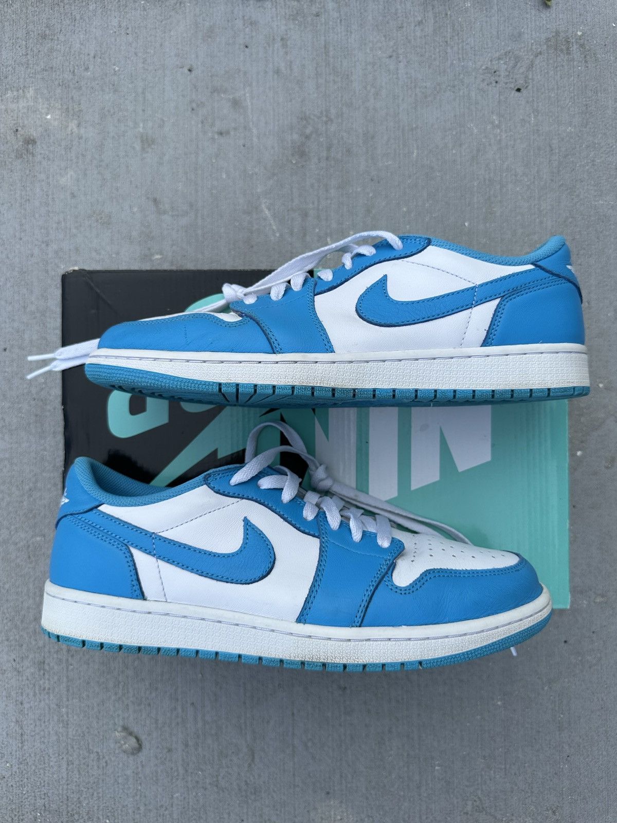 image of Jordan Vintage 2019 Nike Air Jordan 1 Low Sb Koston Unc Blue OG Shoes in Powder Blue (Size 10)
