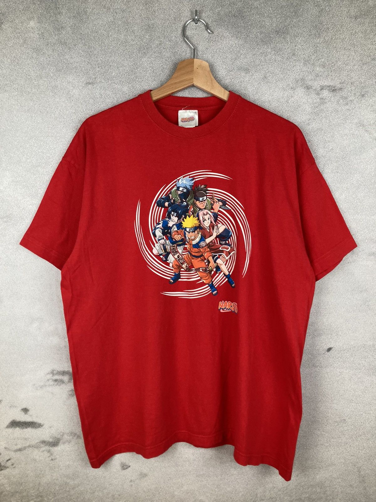 image of Anima x Cartoon Network Vintage Naruto 2002 Anime Movie Cartoon in Red, Men's (Size XL)